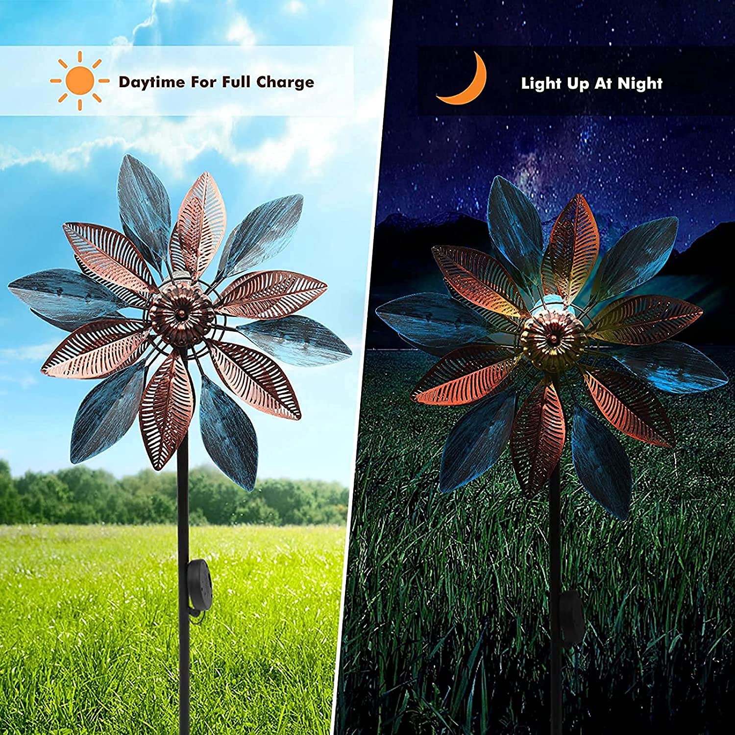 Girandola Solare A Pavone Con Luci LED Per Giardino: Scultura Cinetica In Metallo Da 160 Cm