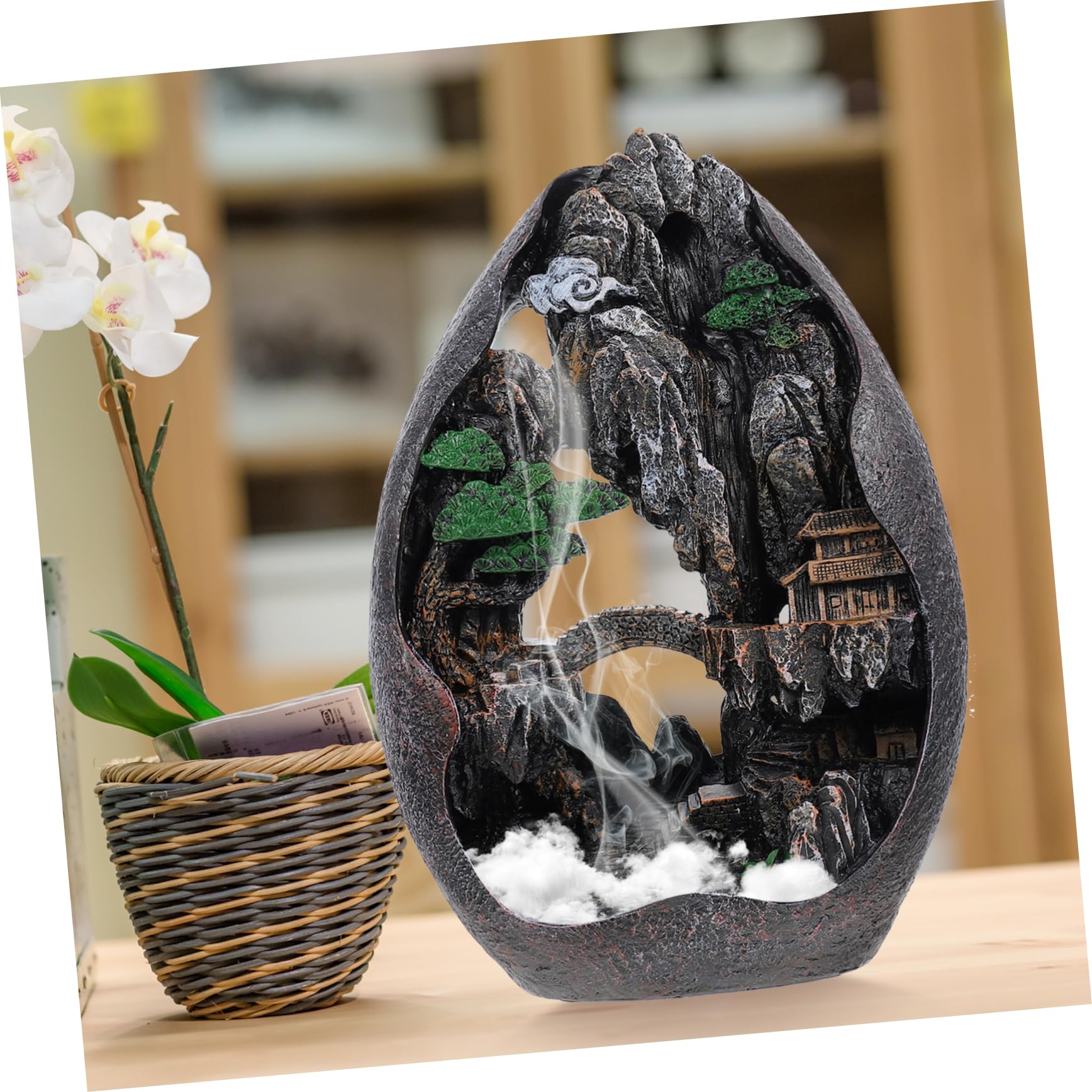 Chinesische Räucherschale aus Kunstharz Klassischer Raumschmuck in Kaffee Dekorativ für Zuhause Geschenk für Familie und Freunde