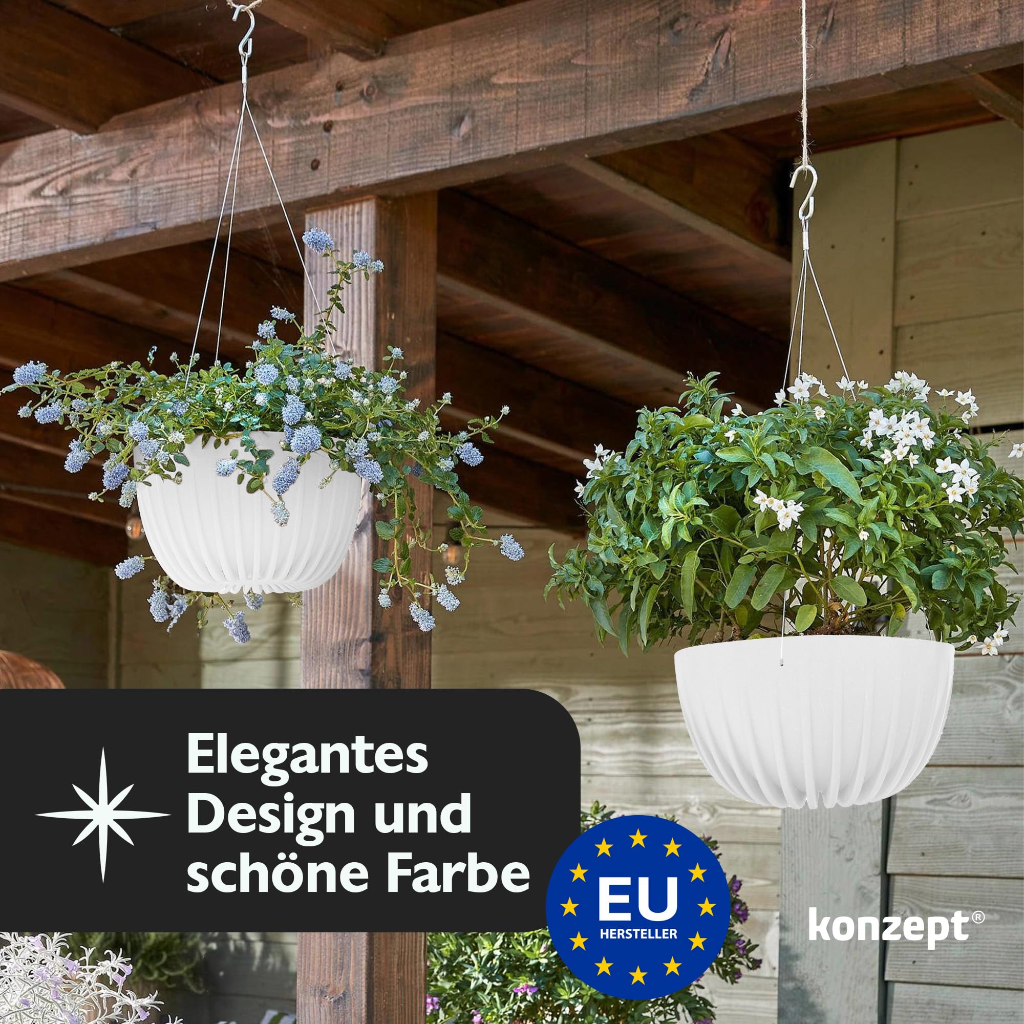 Yardwe Fioriere Sospese Da Balcone in Plastica 3 Pezzi Ganci Per Piante Da Interno Ed Esterno, Vasi Di Fiori Salvaspazio Per Giardino, Ufficio e