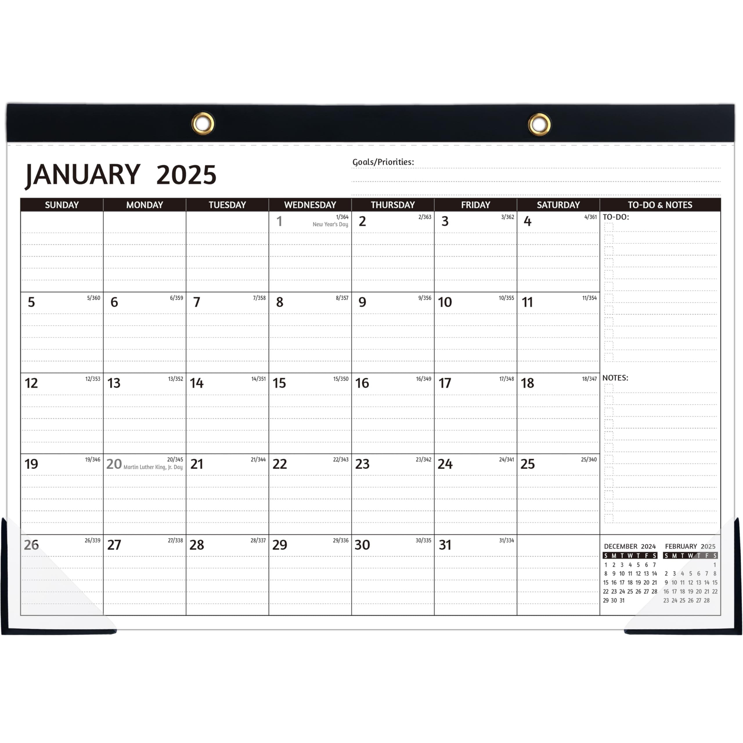 Desk Calendar 2024-2026 – Run Now to MAR 2026, 16 Monthly Desk Calendar 2024-2026, 17'' x 12'', 2025 Desk/Wall Calendar with To-do Lists, Desk Pad, Ruled Blocks, Corner Protectors