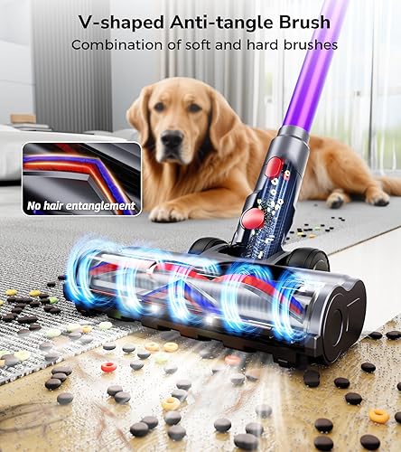 Miniatura 5 de Aspiradora inalámbrica, 550 W, 48 Kpa, 70 minutos, aspiradora para el hogar, aspiradora de pie con pantalla táctil, base de pared, aspiradora