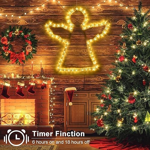 Miniatura 8 de DBFAIRY Luces de ángel de 19 pulgadas para exteriores, luces LED de Navidad grandes para exteriores, luces de ángel de Navidad para exteriores,