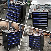 Vista 9 de 5-Drawer Rolling Tool Chest with Stainless Steel Countertop,Tool Chest with Secure Locking System,Mobile Storage Tool Cabinet with 360°Wheels and