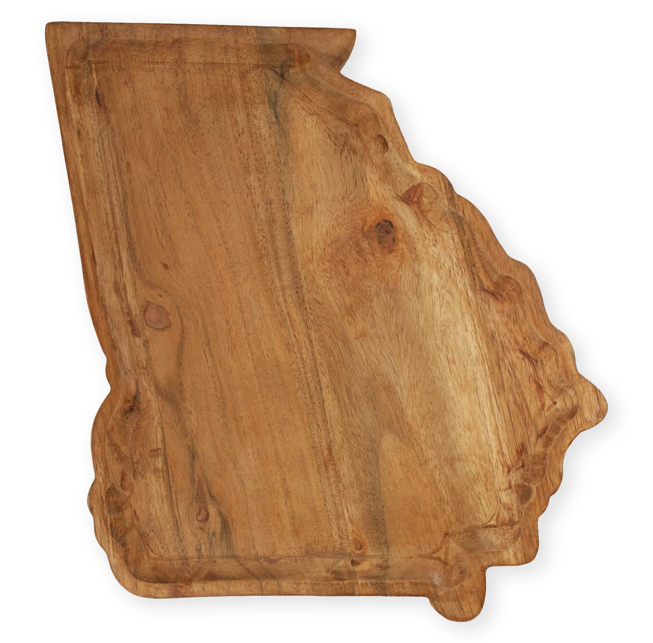 India Handicrafts State of Georgia - Natural Woodgrain 12.5 Inch Acacia Wood Cutting Board Butcher Block