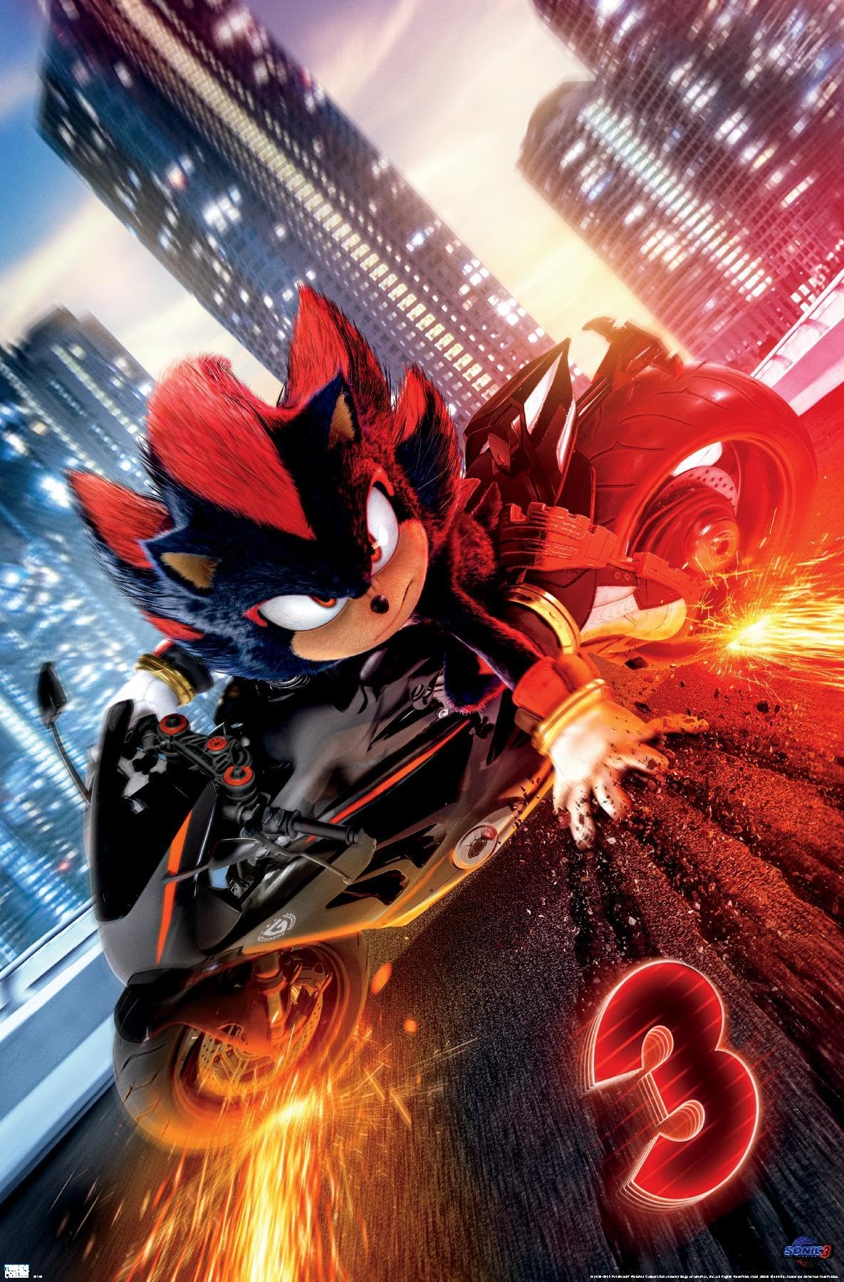 Sonic The Hedgehog 3 - Shadow Motorcycle One Sheet Wall Poster, 34L" x 22.4W", Unframed Version