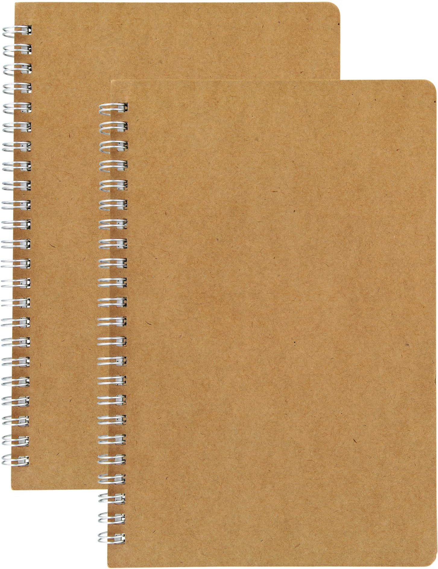 Dot Grid Spiral Notebooks, 5.5 x 8.25 Inches A5, Kraft, 80-Page 40-Sheet Journal 2-pack (NBD2)