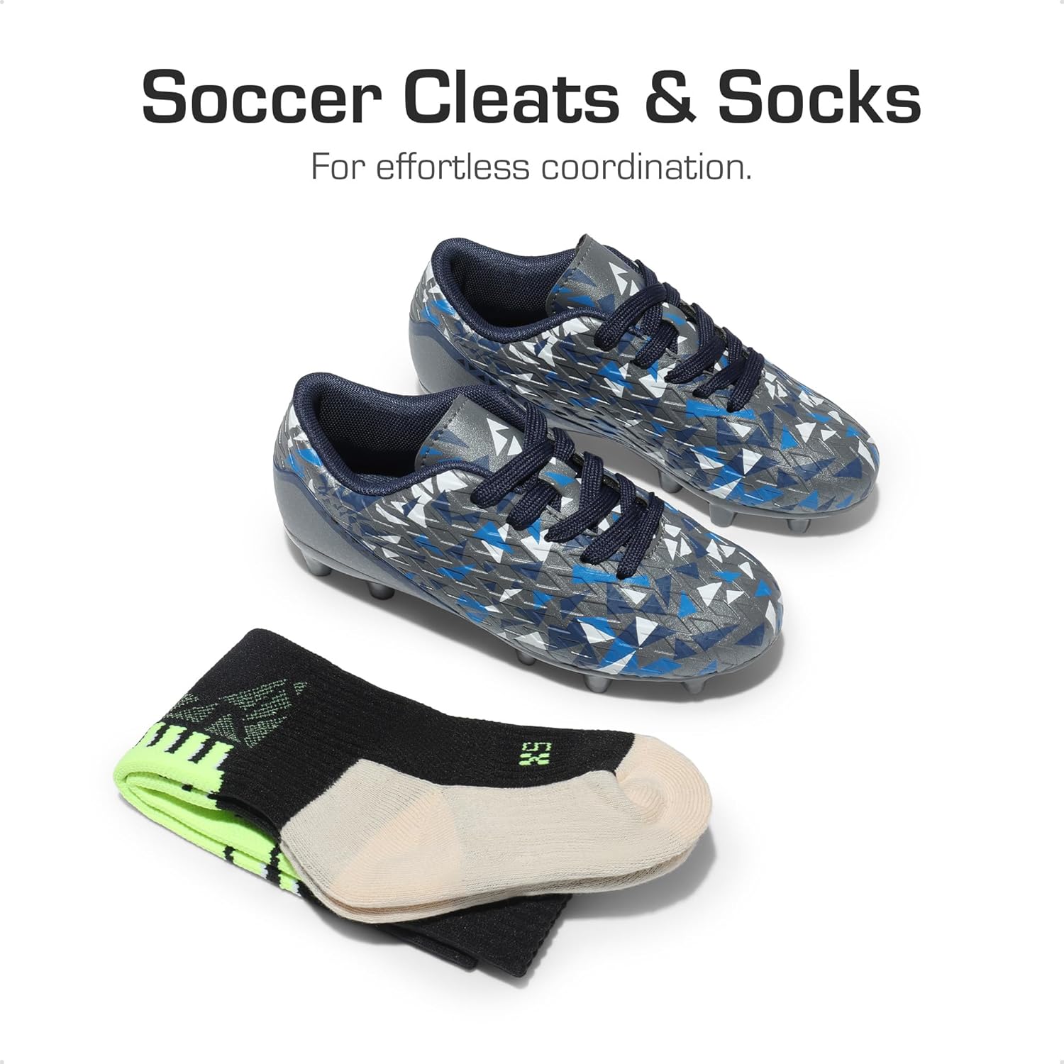 DREAM PAIRS Boys Girls Soccer Cleats Youth Firm Groud Athletic Outdoor Trainning Football Shoes with Soccer Socks - Image 3