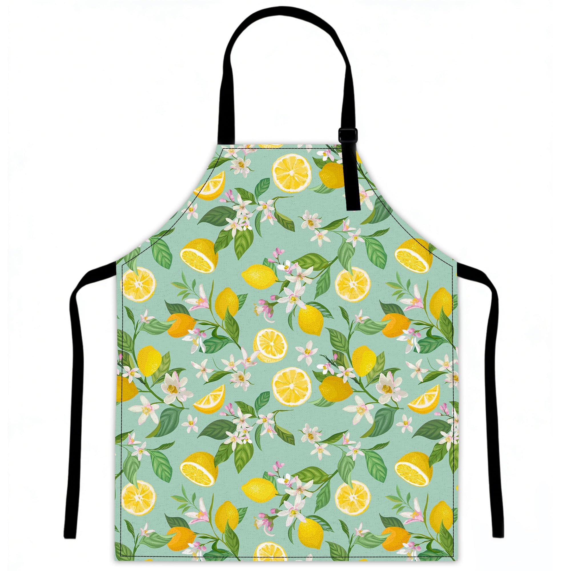 LQEBUY Lemon Flowers Aprons for Women Kitchen Cooking Apron Adjustable Bib for BBQ Coffee House Home Restaurant Craft Garden