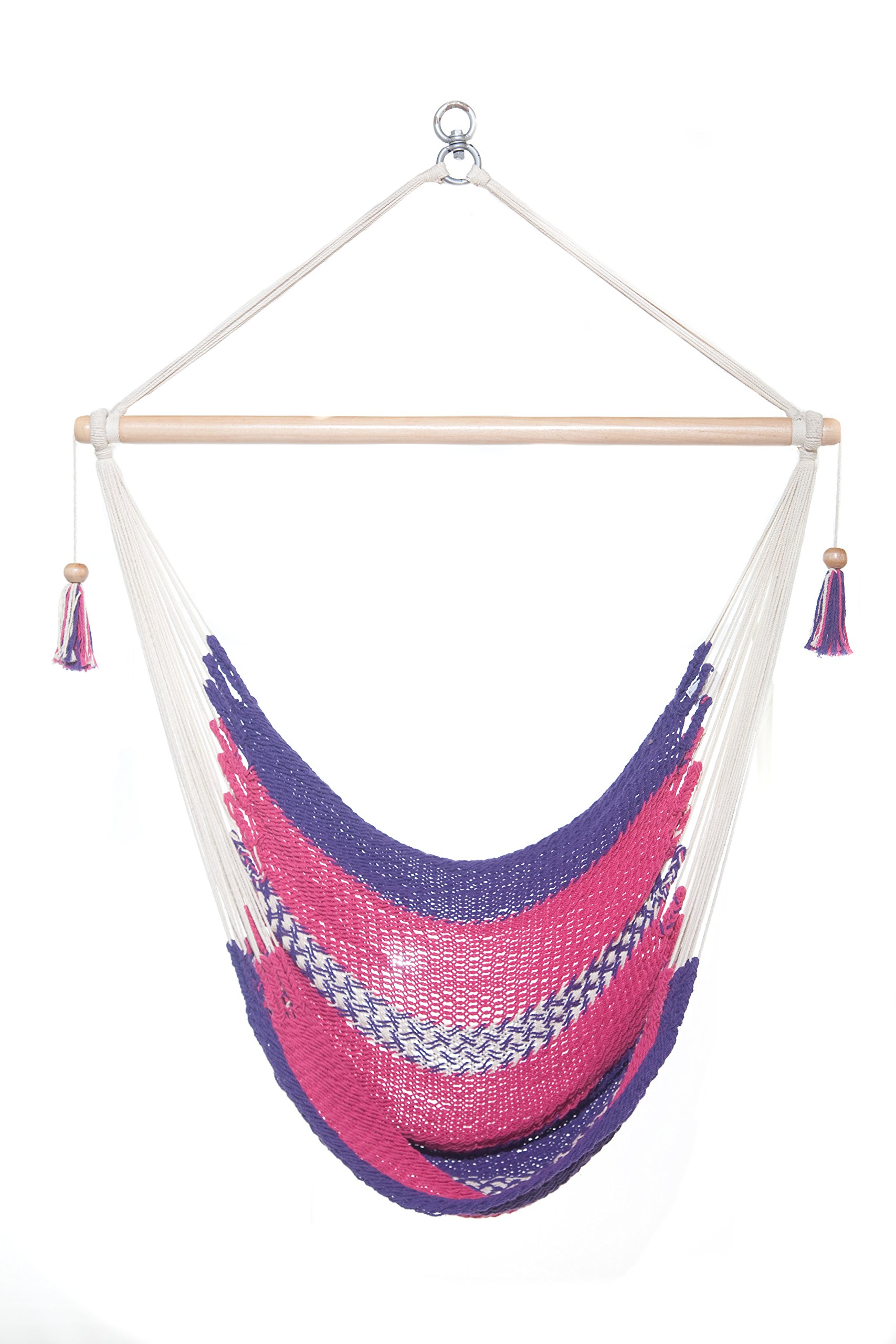 Handmade Hanging Rope Hammock Chair - 100% Handmade with Organic Cotton Swing Seat (Purple)