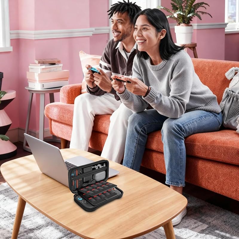 OHIYO Nintendo Switch 2 Hordtáska 20 Kártyahellyel, Nagy Kapacitás, Fekete