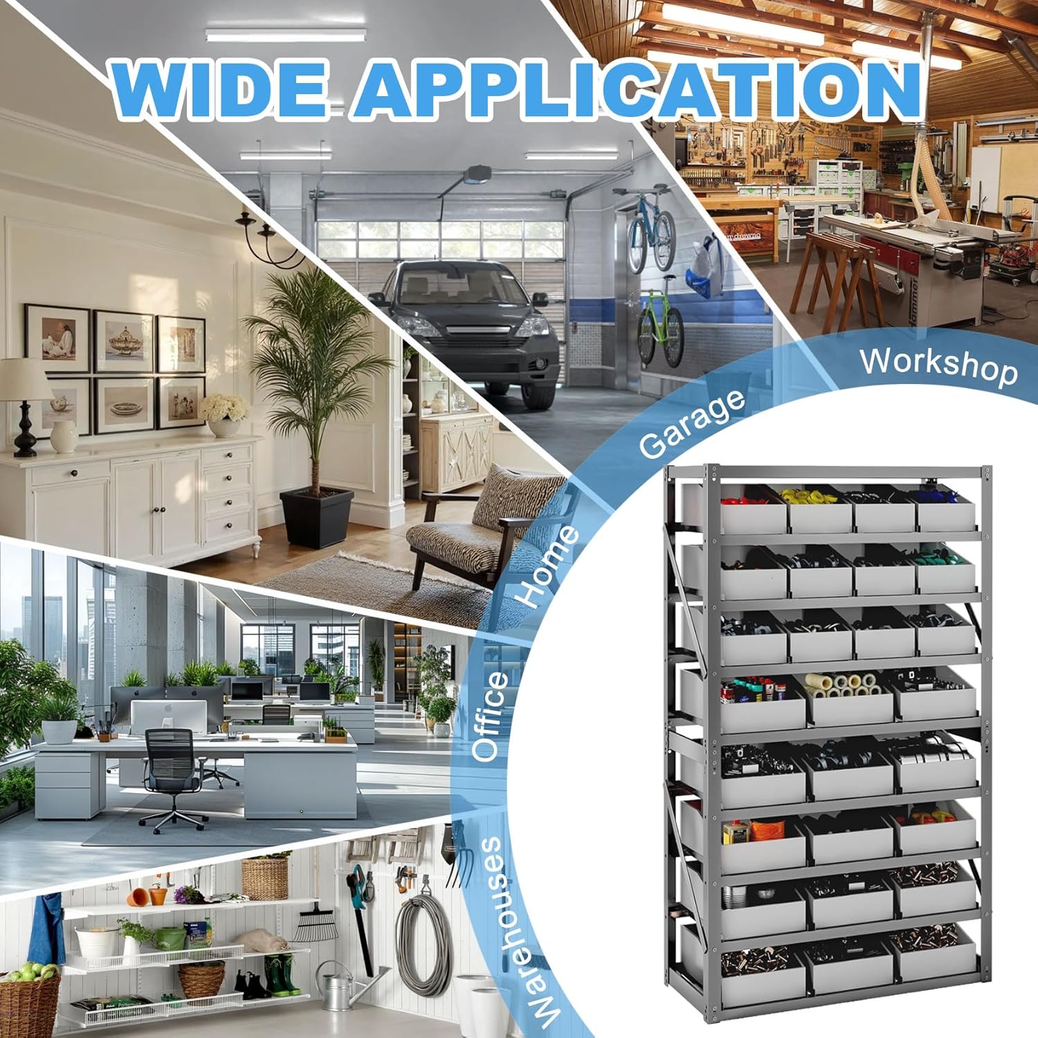 8-Tier Heavy Duty Steel Storage Bin Rack with 27 Bins Shelving Unit– Durable Steel Frame, Easy Assembly – Perfect for Tools, Office Supplies, Garage, Warehouse and Workshop Organization