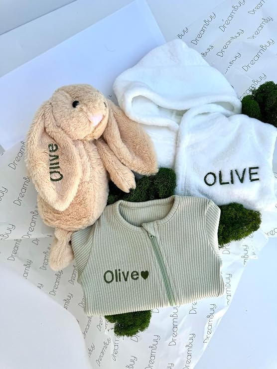 Personalised Baby Gift Set with Box or Without for Baby Boy or Baby Girl, Perfect for Baby Shower Gifts & Christenings with Gift Message Card Ready to Gift (Option 4, 12-18 Months)