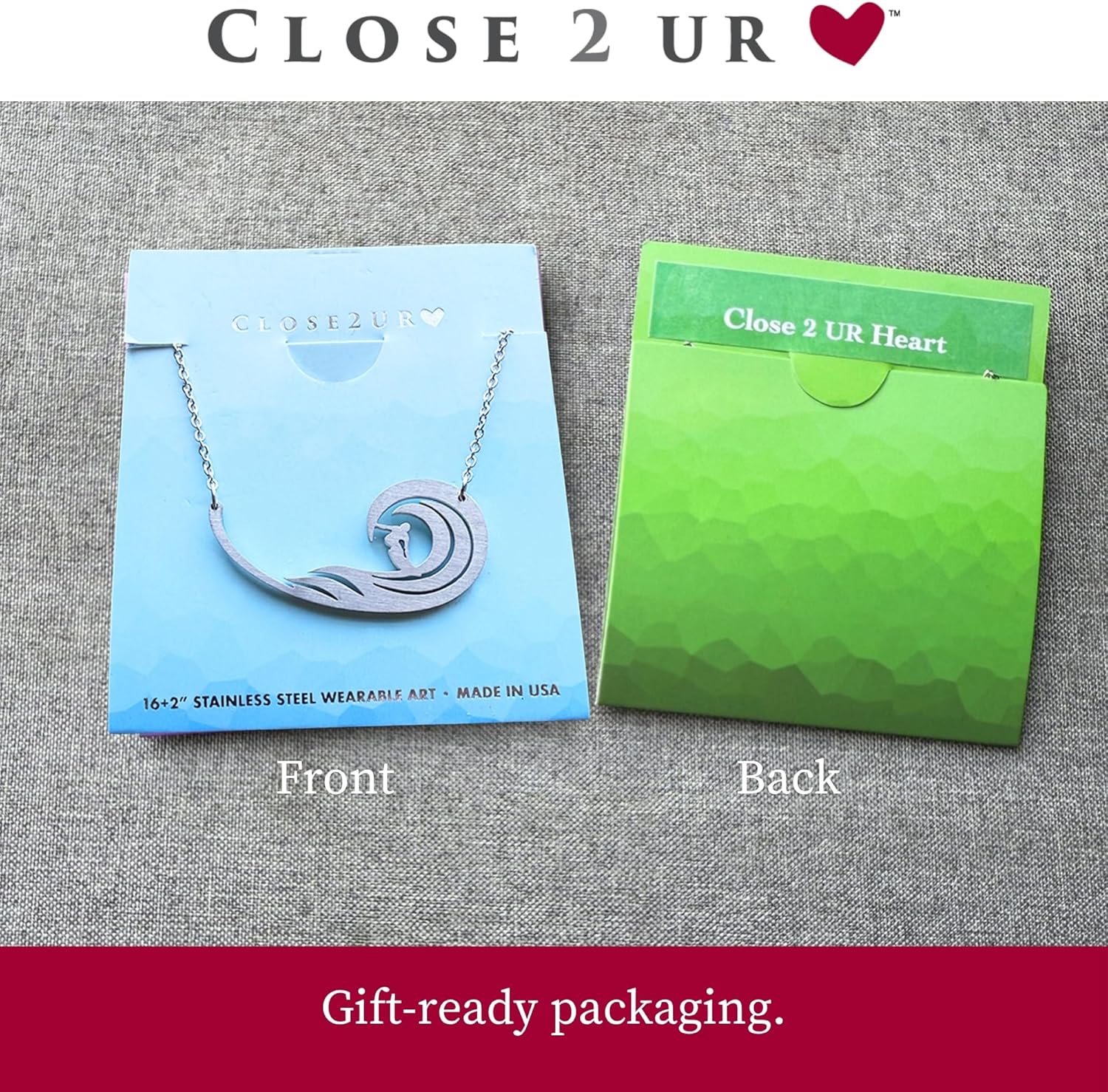 クローズ2URハートステンレススチールネックレス|意味のあるメッセージ付きペンダント|丈夫な