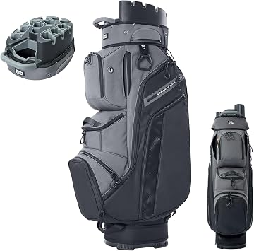 Golf Cart Bag 14 Way Full-Length Divider T-Lock Quiet, Golf Bags with 10 Large Pockets, Dual Waterproof Valuables Storage/Cooler Pocket/Removable Panel/Rain Cover & Cart Strap System