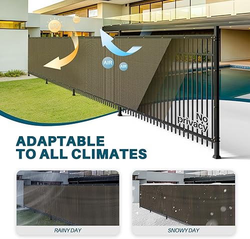 Miniatura 2 de COARBOR Rejilla de privacidad de 4 x 50 pies con ojales de latón, resistente, 150 GSM, perfecta para exteriores, patio, terraza, color marrón