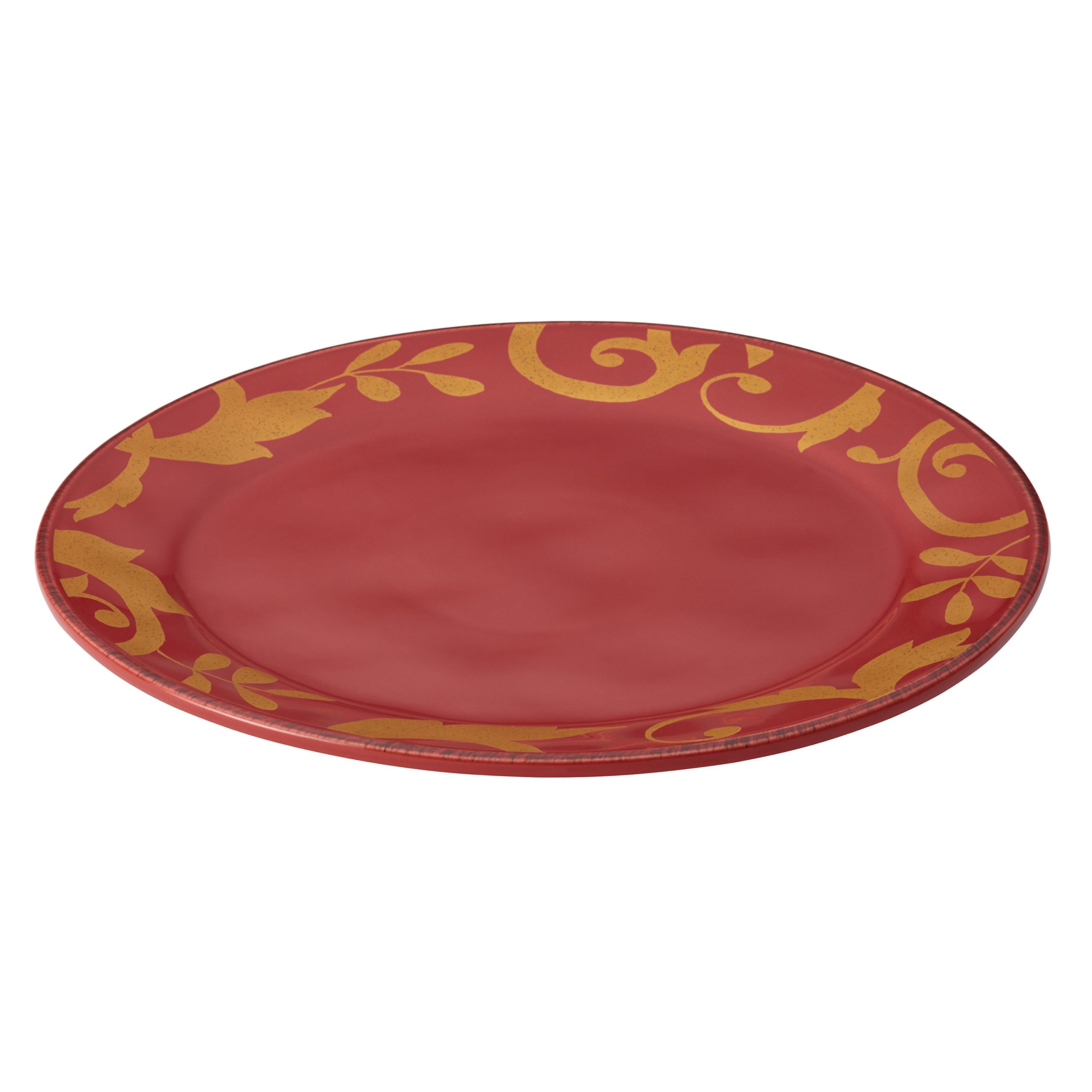 Rachael RayDinnerware Gold Scroll 12.5-Inch Round Platter, Cranberry Red