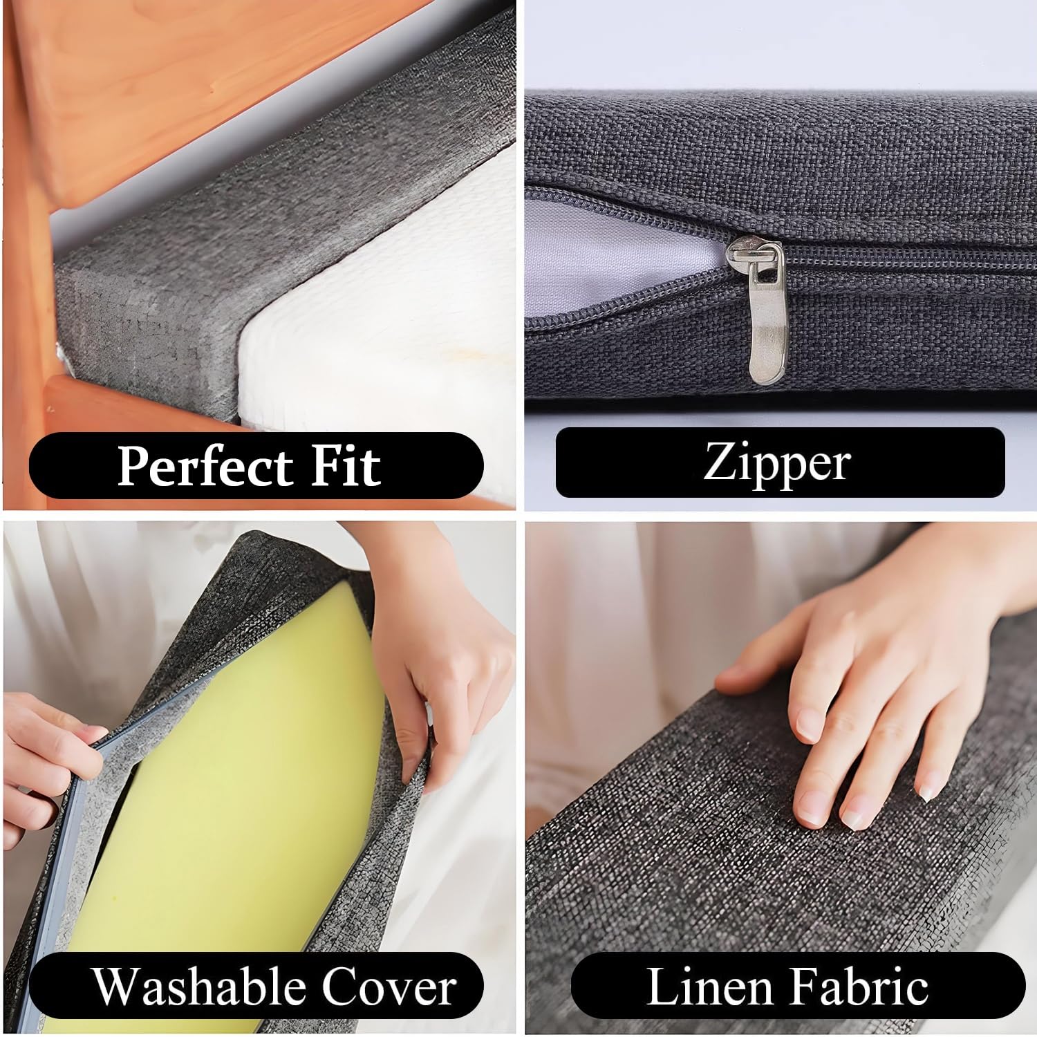 Alargador De Colchón, Rellenador De Huecos For Cama, Almohada Entre Cabecero Y Colchón O Pared, Espuma De Alta Densidad con Funda Extraíble(Color7,150x5x30cm)