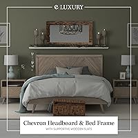 Vista 2 de eLuxurySupply Marco de cama de plataforma de madera de caoba con cabecero Queen, gris