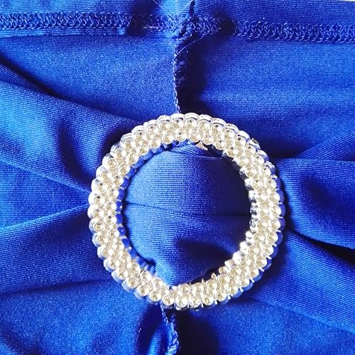 Miniatura 7 de Bandas elásticas de Spandex para sillas con hebilla deslizante para decoración de boda, no incluye las fundas color blanco, 50 piezas