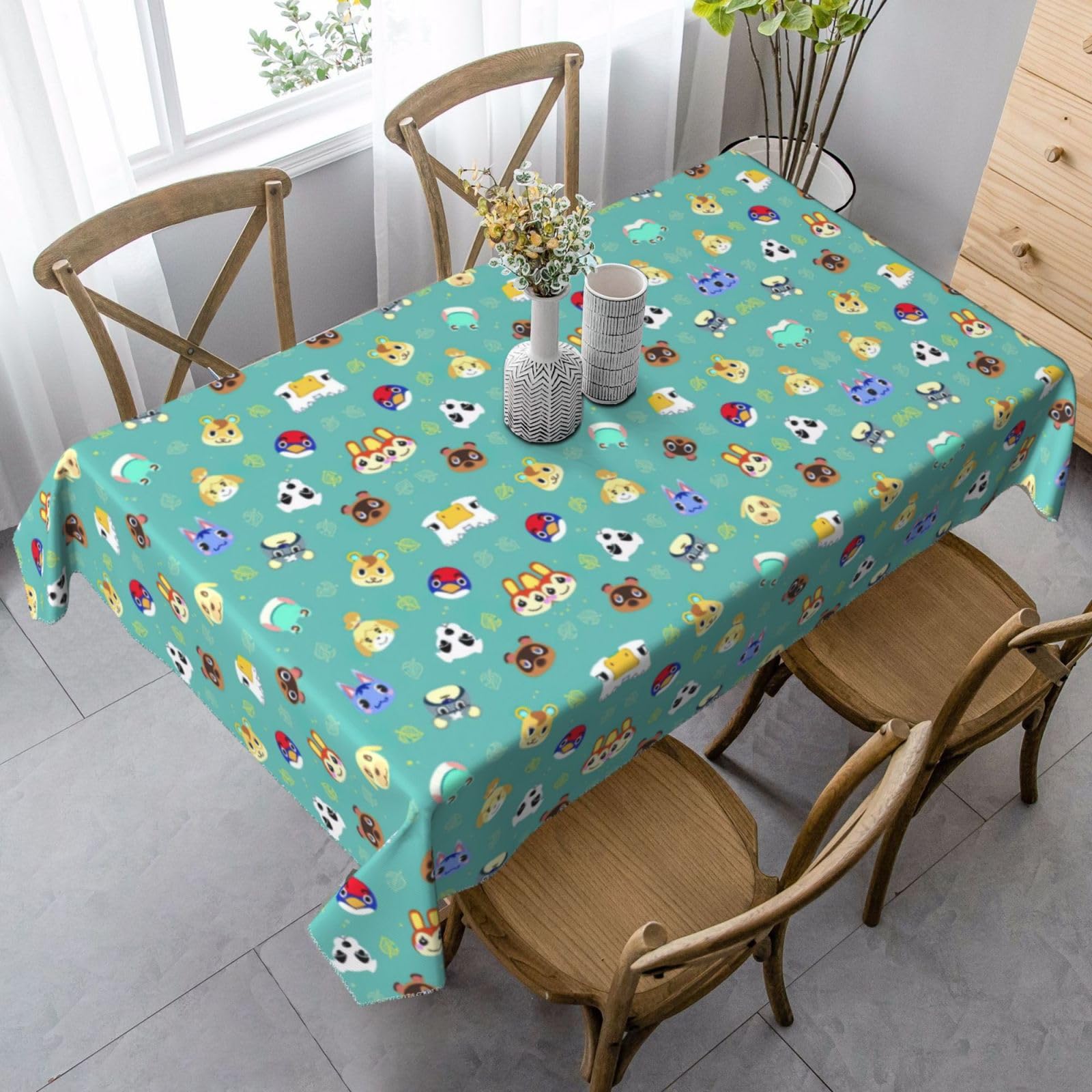 Gnbmvcc Black Animal Cartoon Rectangular Tablecloth 35X55in. (90X140cm) Kitchen Table Cover For Outdoor Garden Table.