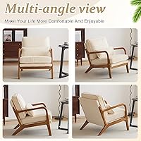 Vista 8 de VINGLI Silla de Acento de Pana Premium Mejorada, Silla con Reposabrazos Tapizada, Cómoda Silla de Lectura de Madera Maciza con Almohada Lumbar