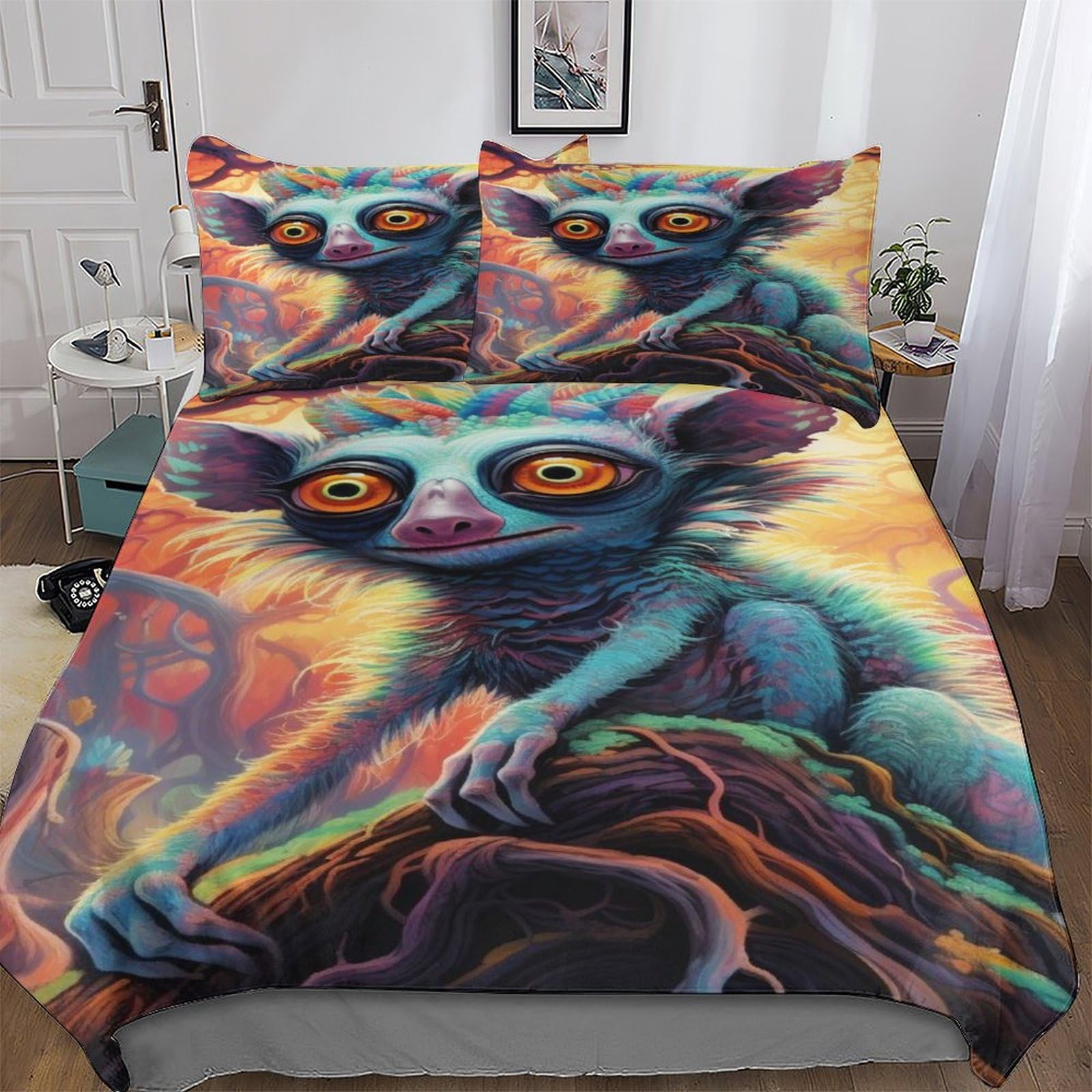 Housse de couette lémurien anti-acariens 220x240cm pour un sommeil sain sans allergies
