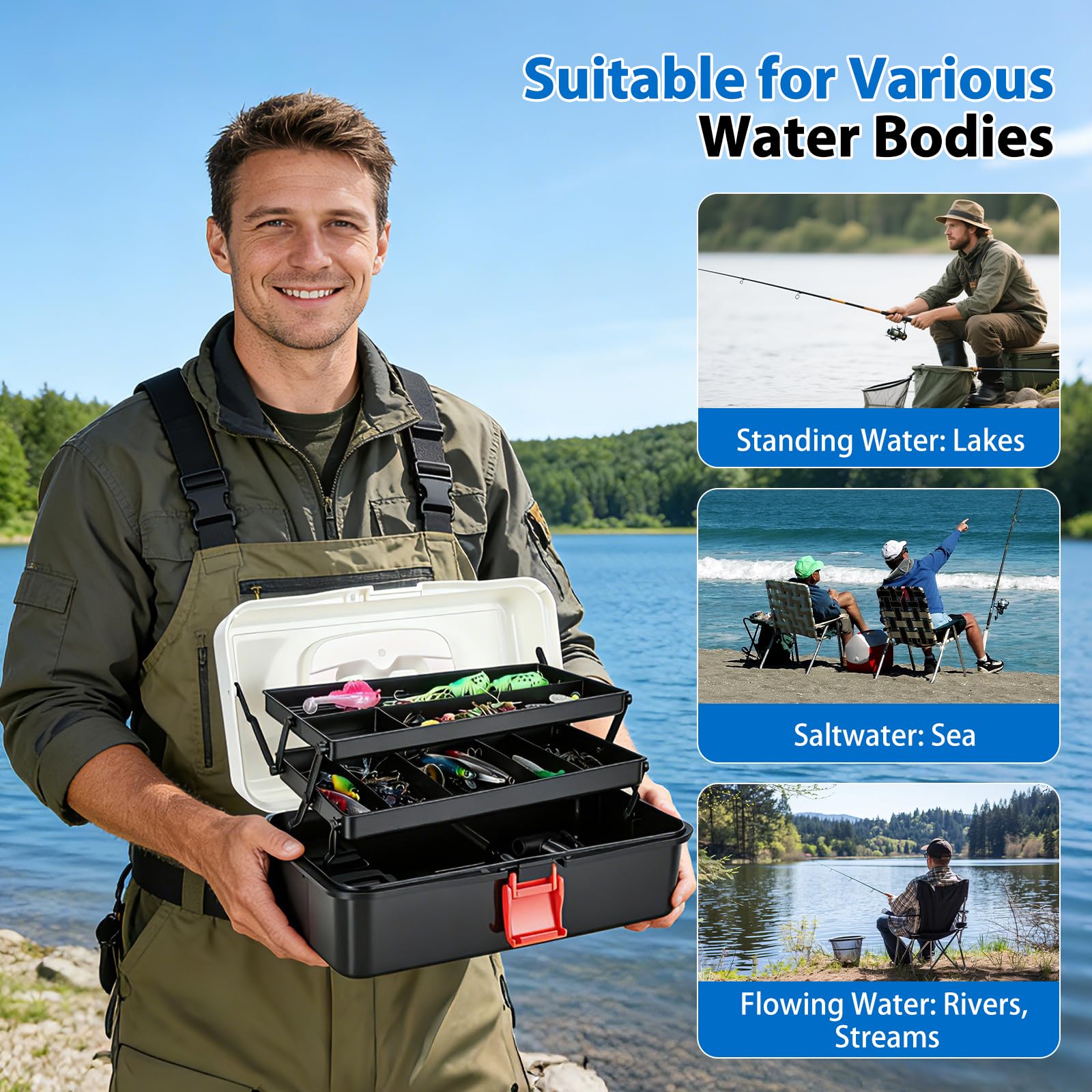 Kit de Accesorios de Pesca de 239 Piezas con Caja de Almacenamiento - Anzuelos, Señuelos, Pesas para Mar, Estanque, Río - Equipo de Pesca para Trucha, Perca, Lucio, Sandre para Principiantes