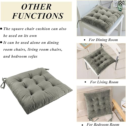 Miniatura 7 de Juego de 2 cojines para silla mecedora, de terciopelo, para respaldo alto y asiento, color gris