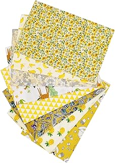 Fat Quarters Fabric Bundles, 8 Pcs (20in x 20in / 50cm x 50cm) Sewing Patterns Quarter Precut Fabrics for Quilting Squares Sheets TOP Cotton Bundle Patchwork DIY Crafting Yellow Floral