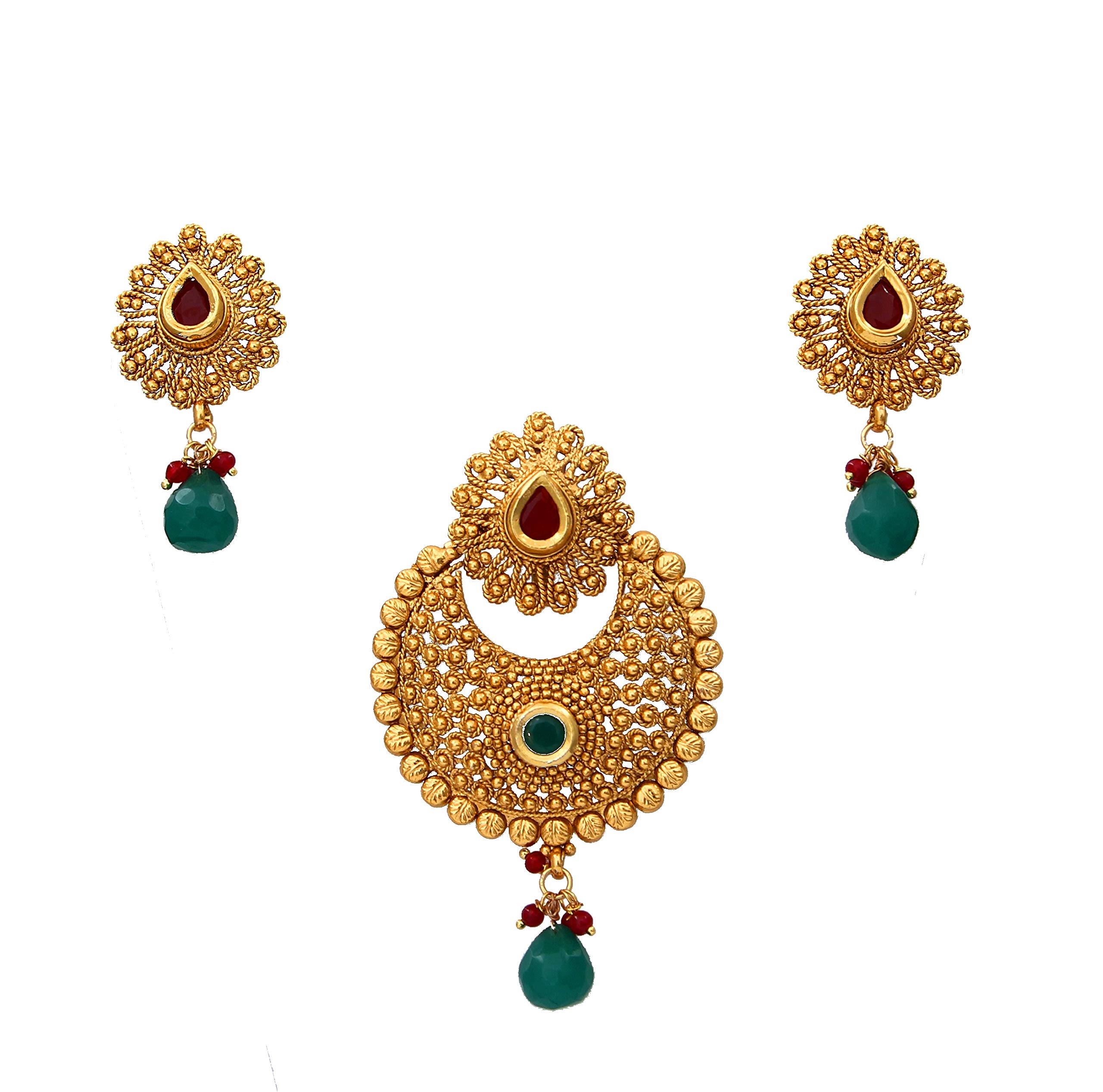 Cobre chapado en oro Multi Green-Crystal: pendientes y colgantes de moda 3