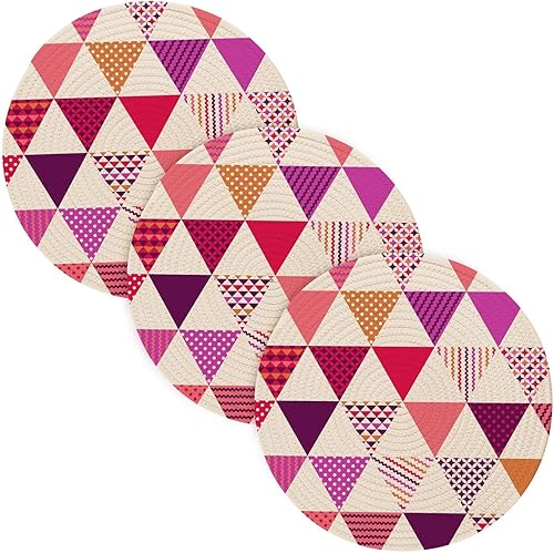 3 piezas de salvamanteles antideslizantes triangulares textura geométrica para ollas y sartenes calientes de 15 pulgadas, tejido de hilo de algodón
