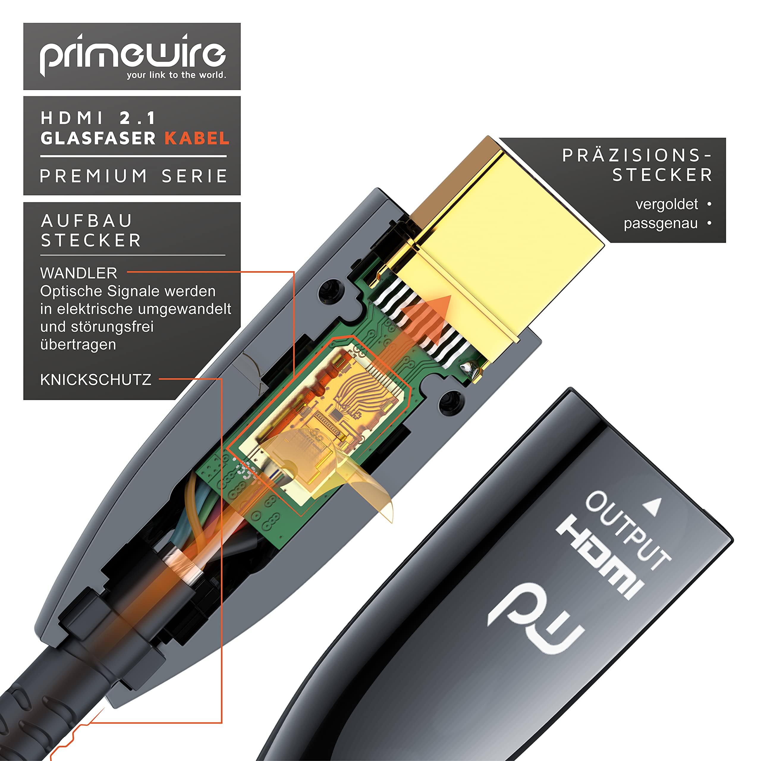 CSL - Cavo HDMI 2.1 in fibra ottica - 8K 120Hz - 4k 240Hz - 20m cavo ottico - HDR10+ - 3D eARC CEC - HDCP 2.3 - Cavo HDMI Ultra High Speed - contatti dorati - Cavo in fibra ottica Connettore in
