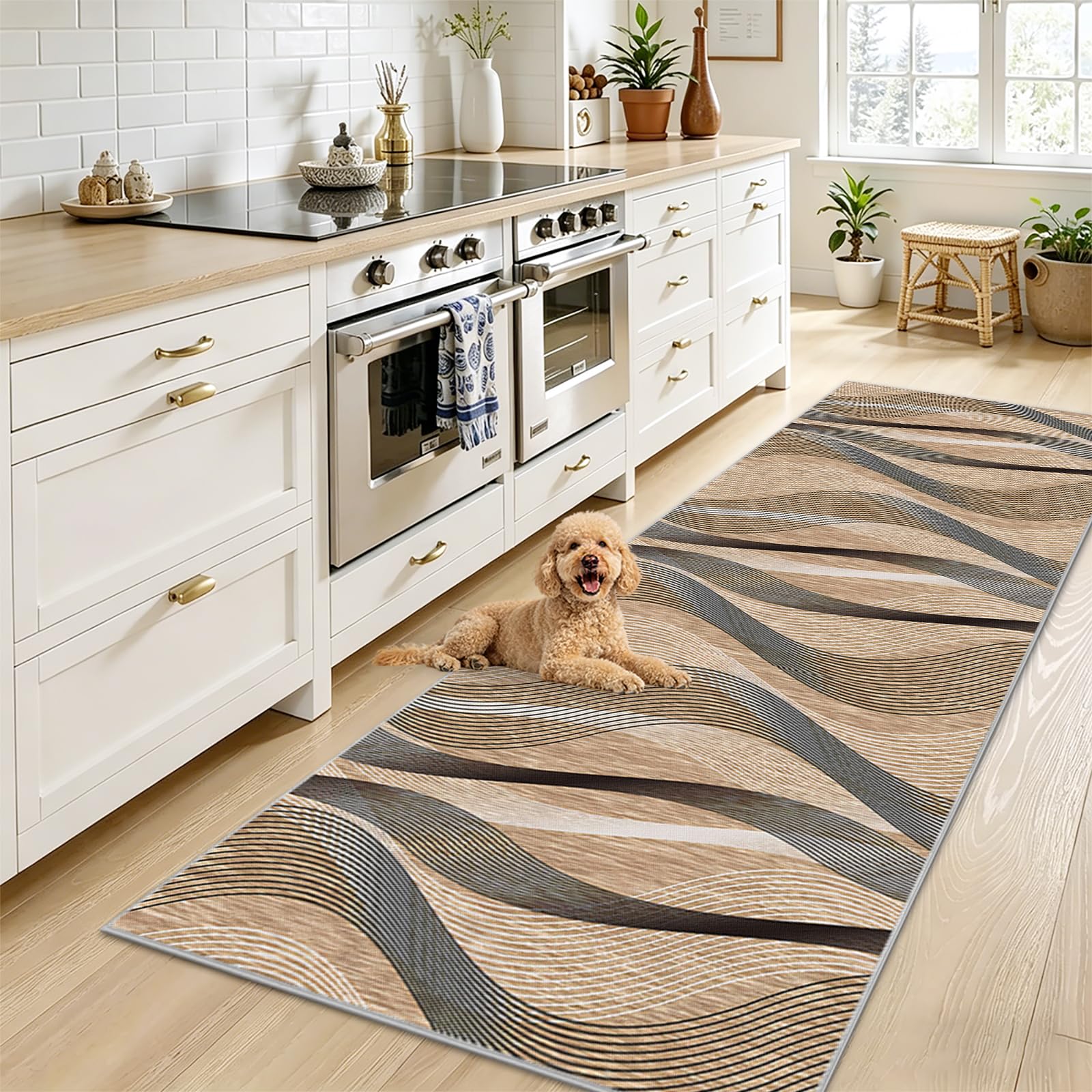 Tapis de Couloir Long Tapis Cuisine Devant Evier Tapis de Passage Antidérapant et Lavable Tapis de Entrée Absorbante Tapis sur Mesure Tapis de Sol Cuisine Tapis Salle a Manger 100 x 150cm