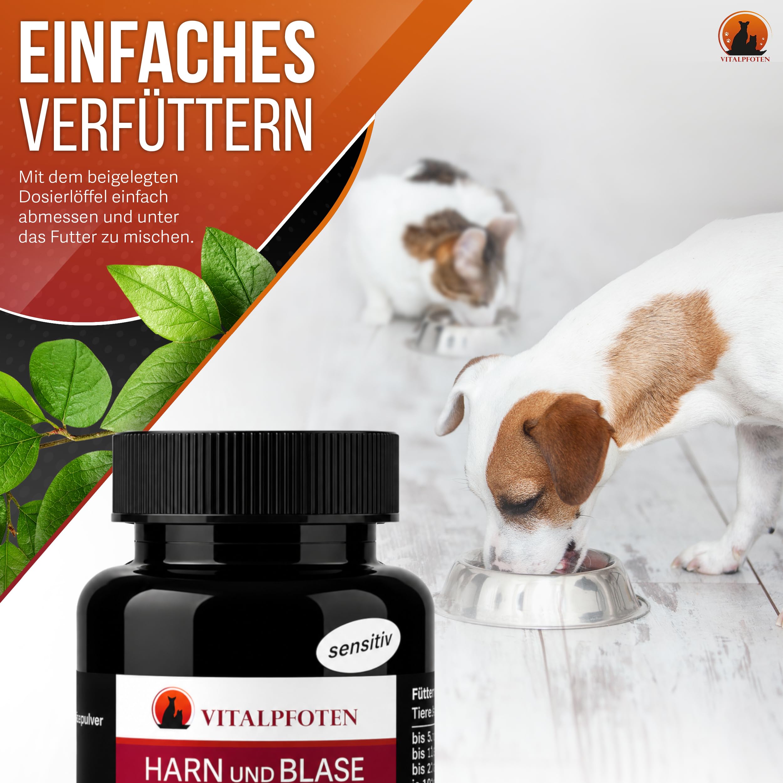75 Gramm Harn und Blase Vital sensitiv Pulver für Hunde & Katzen mit Cranberry, Mannose und Kürbiskern, pflanzliche Hausmittel - Rezeptur bei Blasenentzündungen und Inkontinenz