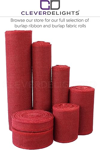 Miniatura 3 de CleverDelights Cinta de arpillera roja de 1 pulgada, borde terminado, 25 yardas, tela de arpillera de yute de 1 pulgada