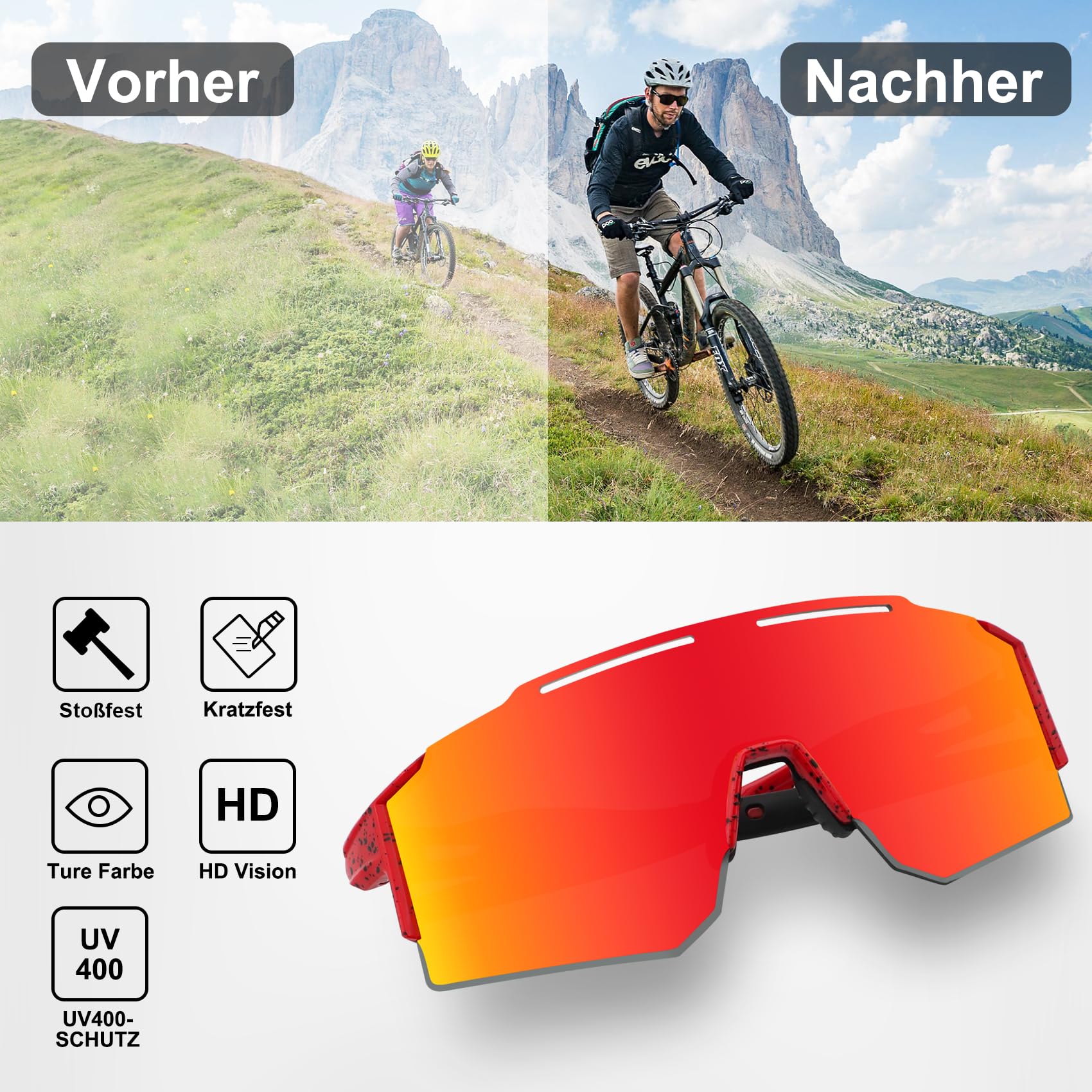 DUDUKING Gafas de sol deportivas para hombre y mujer, para deportes al aire libre, ciclismo, correr, golf, protección UV 400