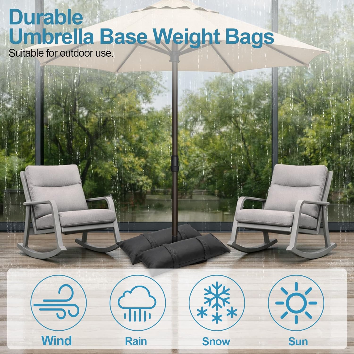 EMART Umbrella Base Weights, Durable Sand Bags for Weight, Weatherproof Fillable Heavy Duty Sandbags for Backyard Umbrella, Outdoor Furniture, Garden, Trampoline, Poolside Accessories