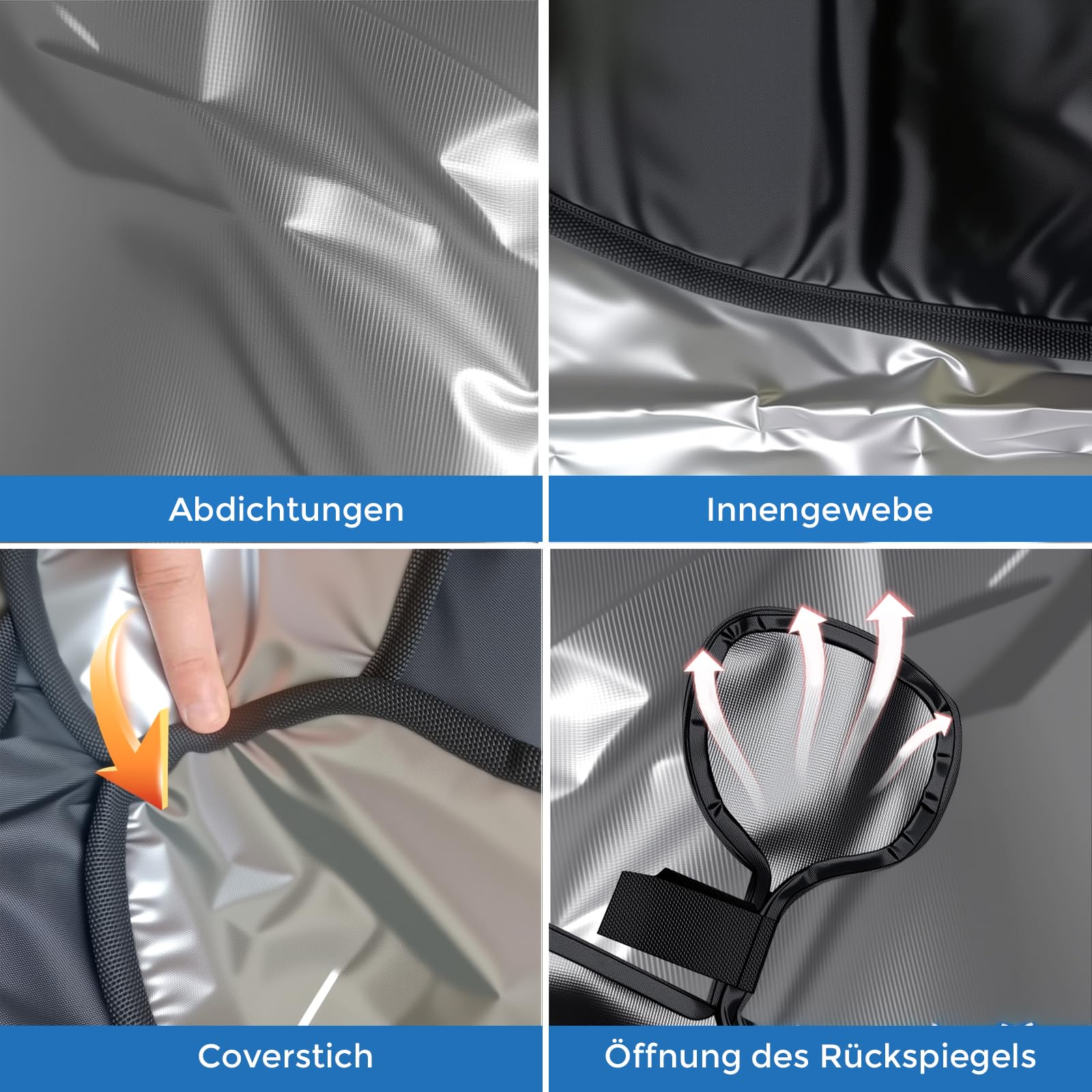 Frontscheibe Wrap Cover Ersatz Für VW Caravelle/Transporter/Multivan T7, Luxus Silber Windschutzscheiben Abdeckung, Faltbare Frontscheibe Sonnenschutz Thermomatten Blackout Anti-UV/Frost/Ice/Staub