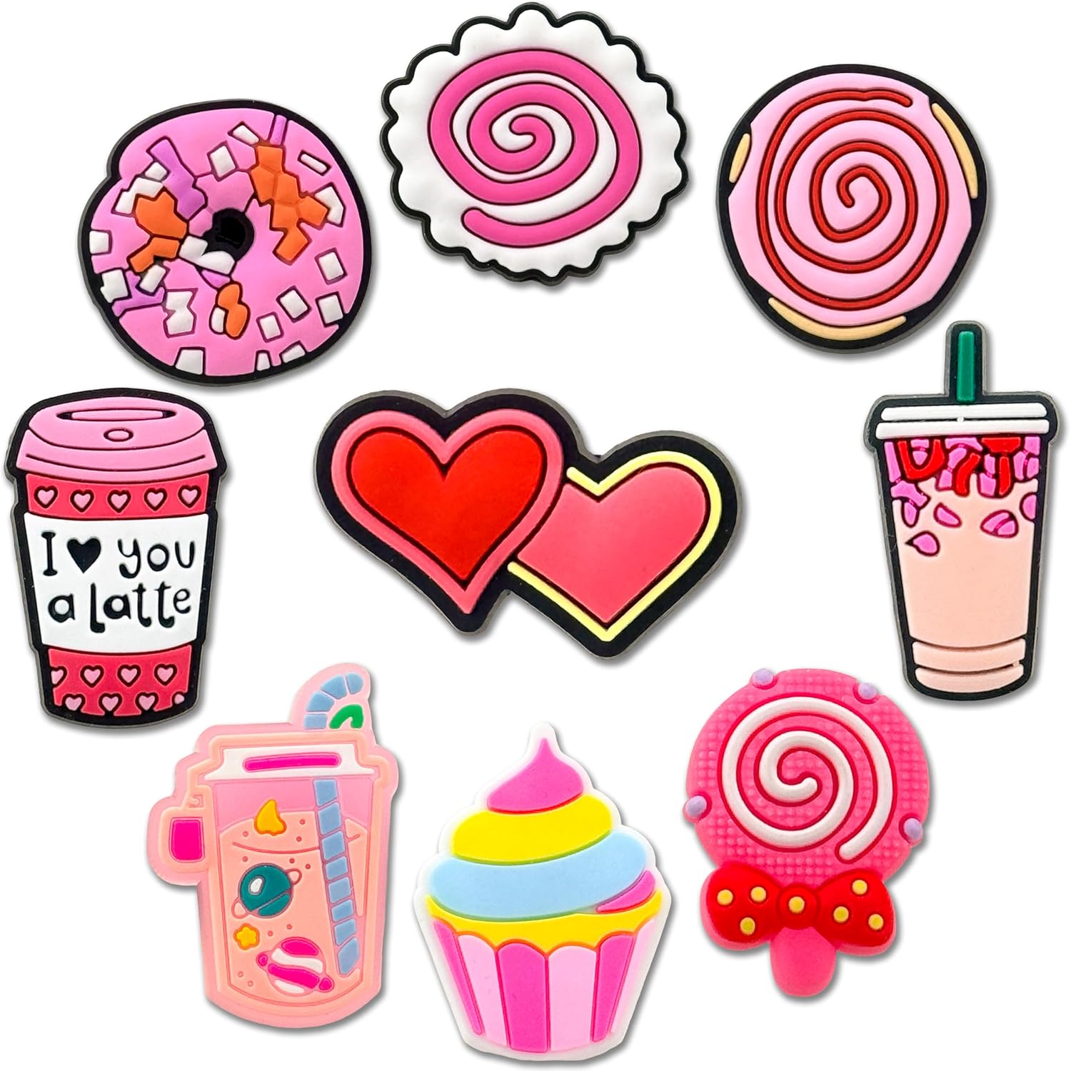 30, 50, 100 Pcs Random Pink Shoe Charms for Girls – Cute Kawaii Shoe Decoration Pins for Clog, Sandal Accessories,Birthday Gift & Party Favor