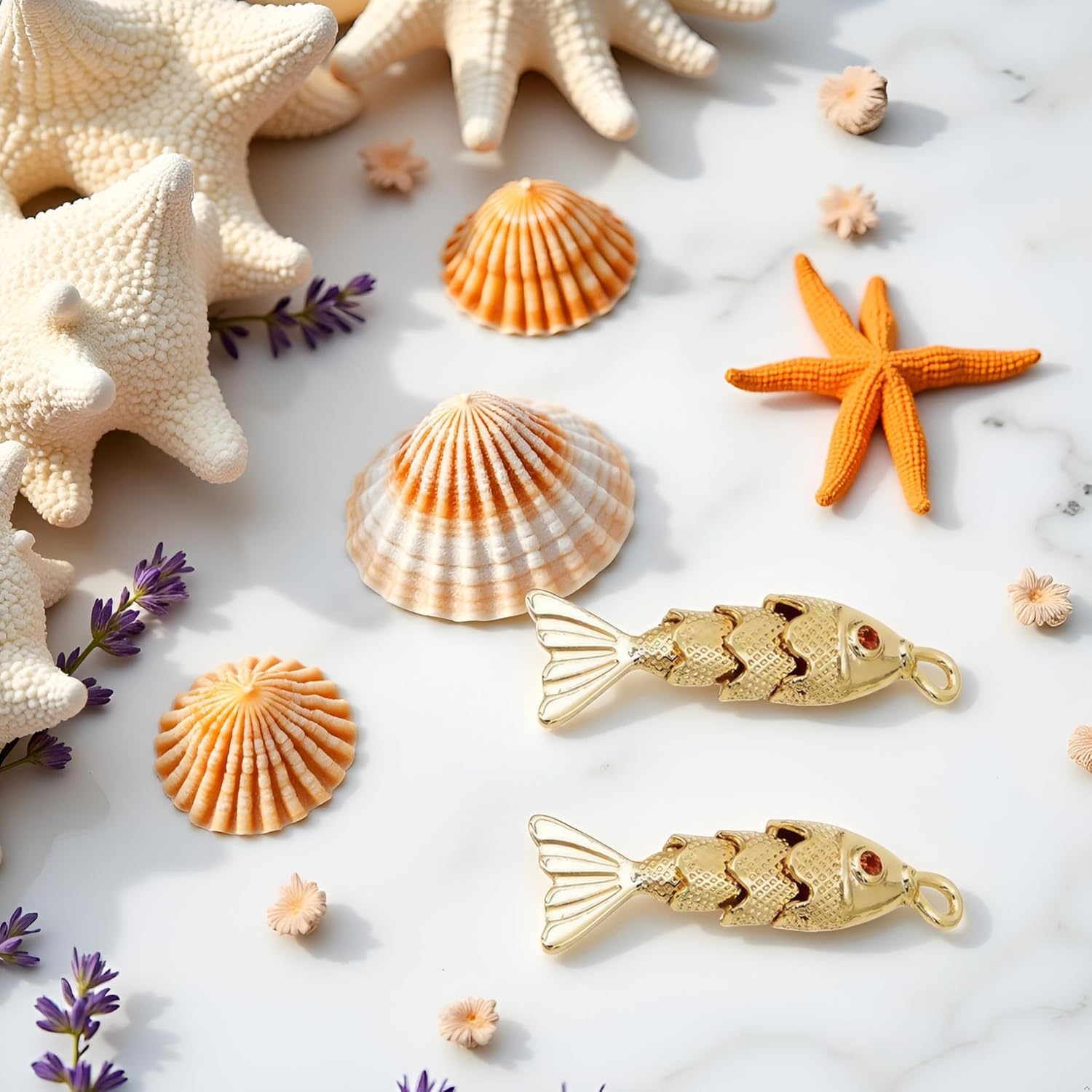 2Pcs Gold Fish Charm Pendant, Sea Animal Golden Fish Shaped Gold Plated Pendants Pave Ocean Pendants for Men Women for DIY Bracelet Necklace Earrings Beading and Jewelry Making - Image 9