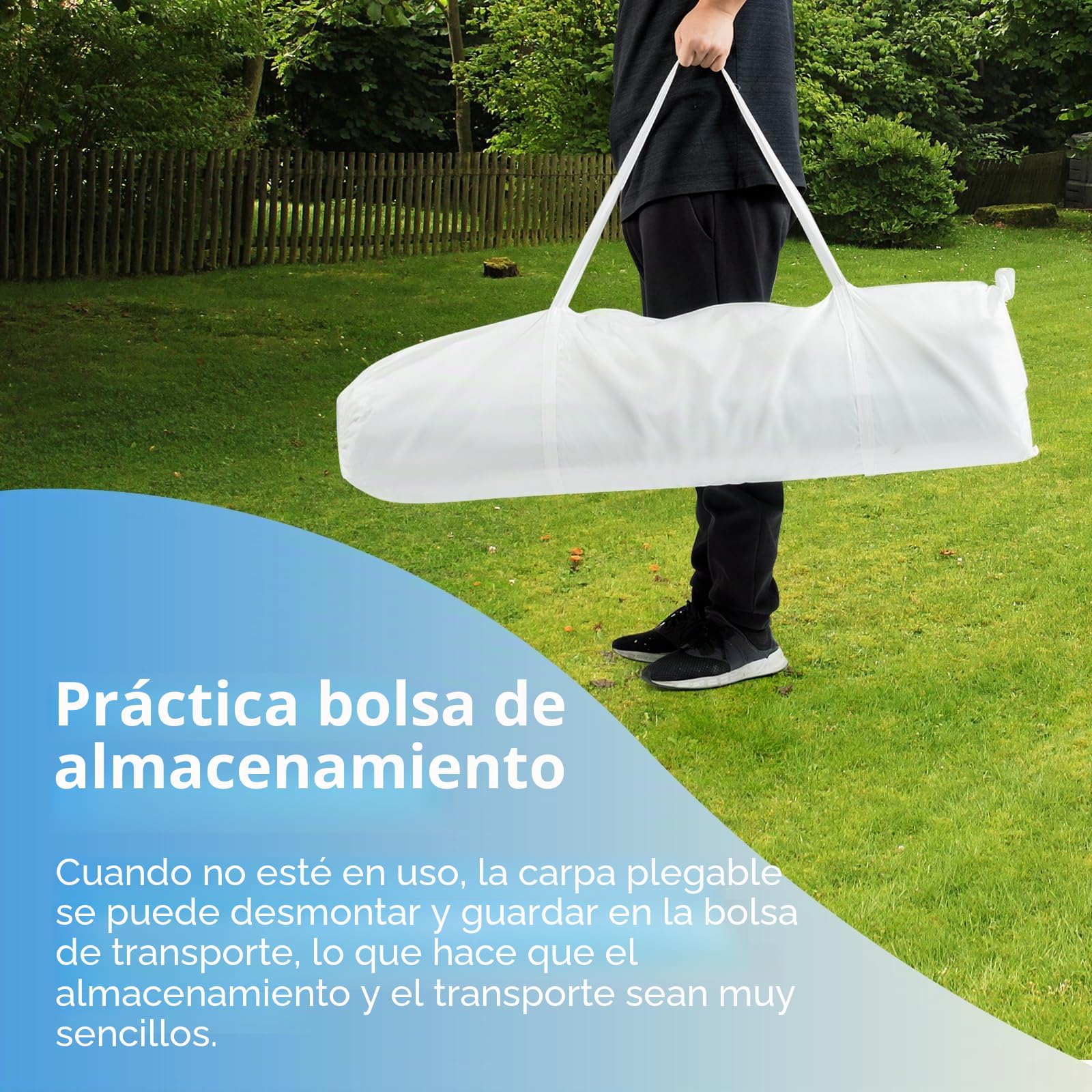 HOMASIS Carpa Plegable 3x6 M, Camping Pabellón Impermeable con 4 Paredes Laterales y Ventanas, Cenador con Bolsa de Transporte, Exterior Gazebo de jardín para Fiesta, Boda, Blanco