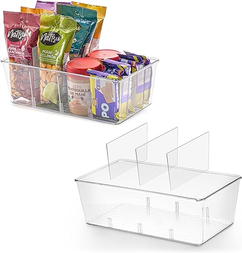 Organizadores de despensa de cocina y contenedores de almacenamiento, paquete de 2 recipientes de almacenamiento de cocina transparentes para