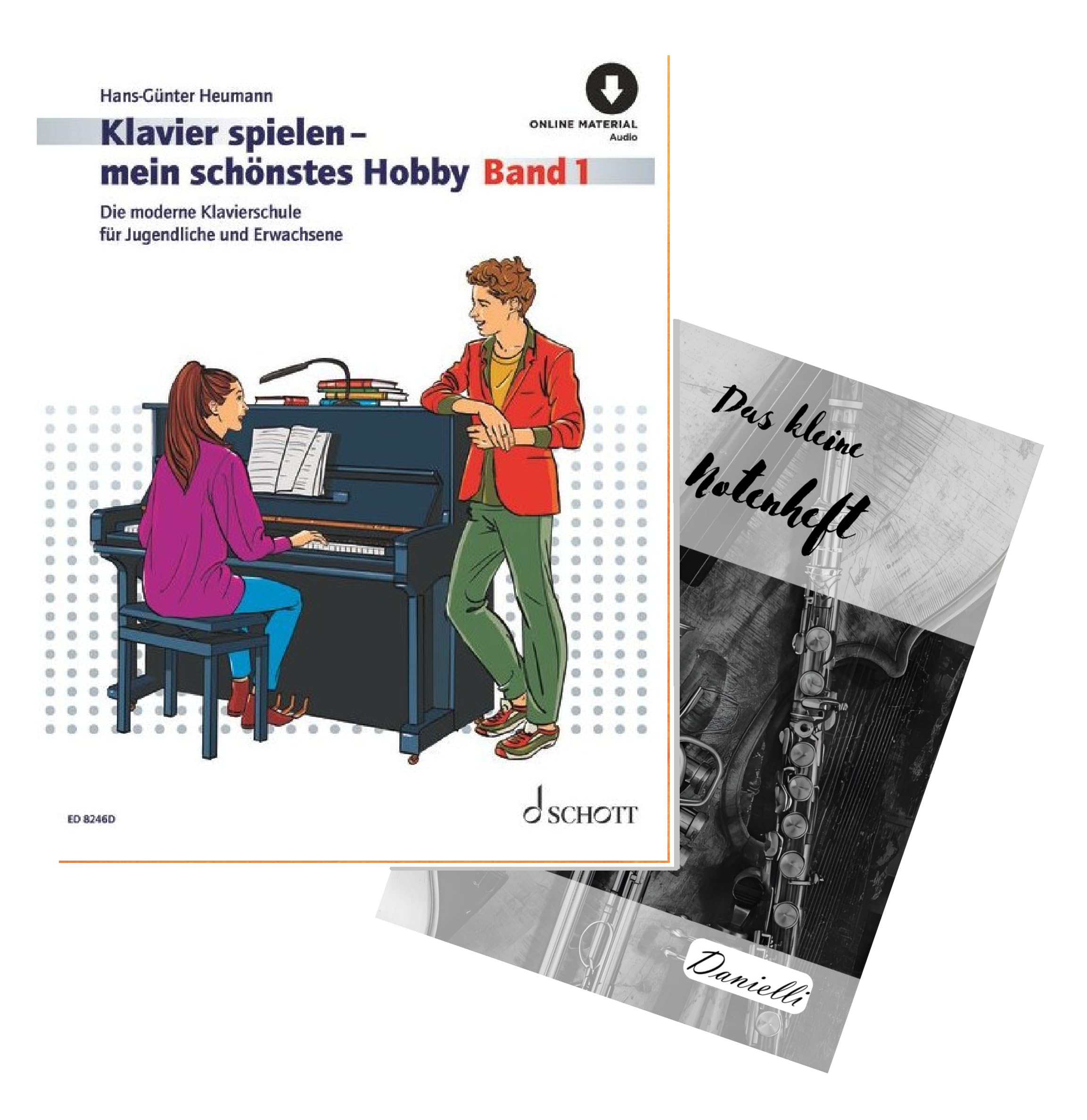 Danielli Hans-Günter Heumann: Klavierspielen, mein schönstes Hobby Band 1, Klavierschule für Jugendliche und Erwachsene, Ausgabe mit Ringbindung, Online-Audio und Notenheft, ED8246D, 9790001215664