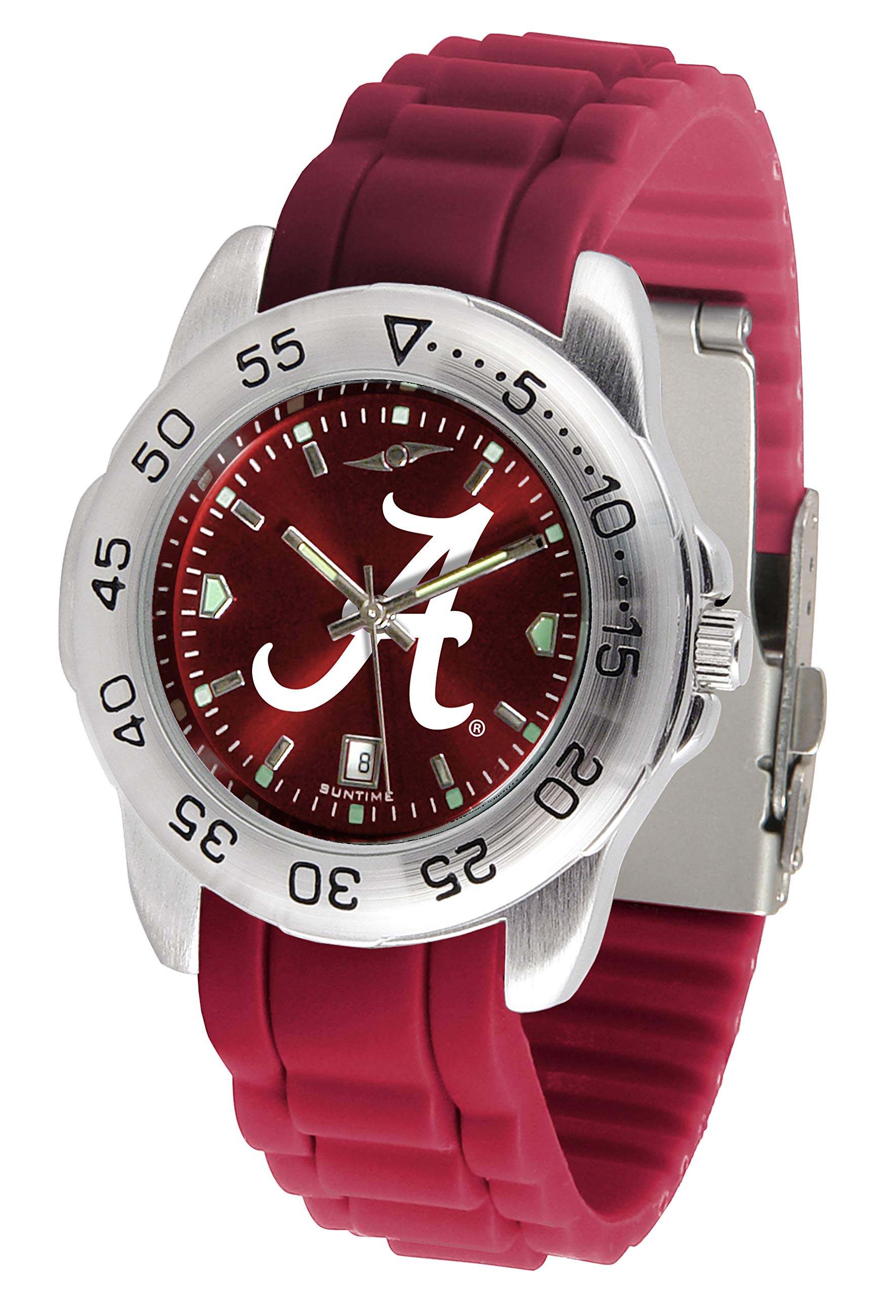 SunTimeMen's Collegiate Sport Watch with 20mm Silicone Band, Reflective Shiny Dial and Date Window