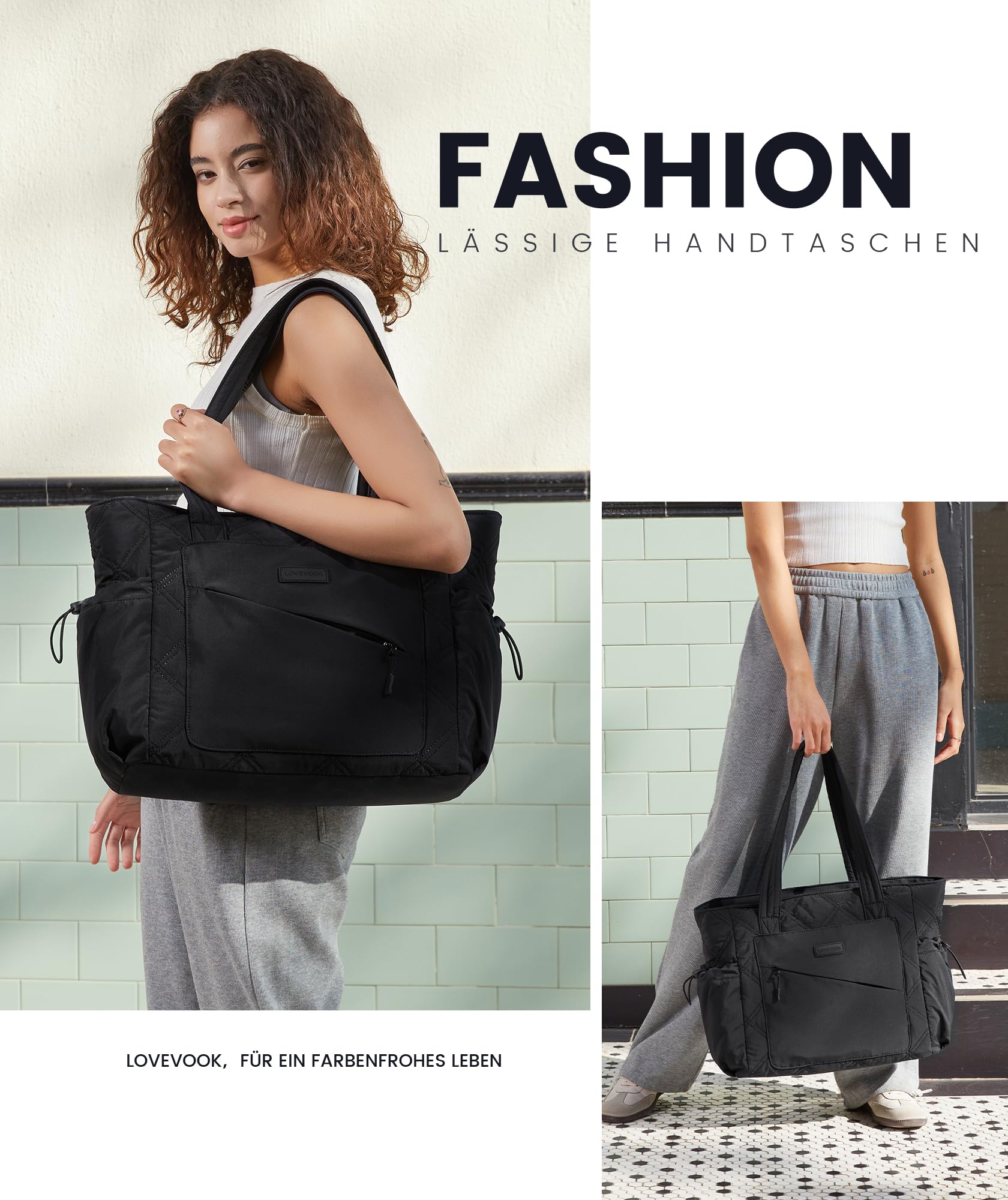 LOVEVOOK Shopper Tasche Damen Groß, Arbeitstasche Puffer Handtasche