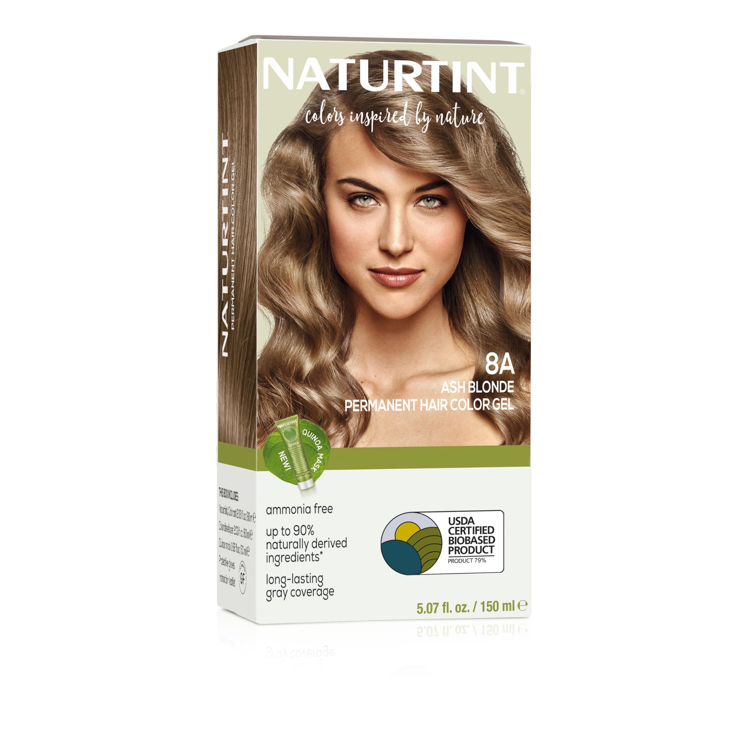 Naturtint 8A Ash Blonde Permanent Hair Color (Pack of 1), Ammonia Free, Vegan, Cruelty Free, up to 100% Gray Coverage, Long Lasting Results (Packaging may vary)