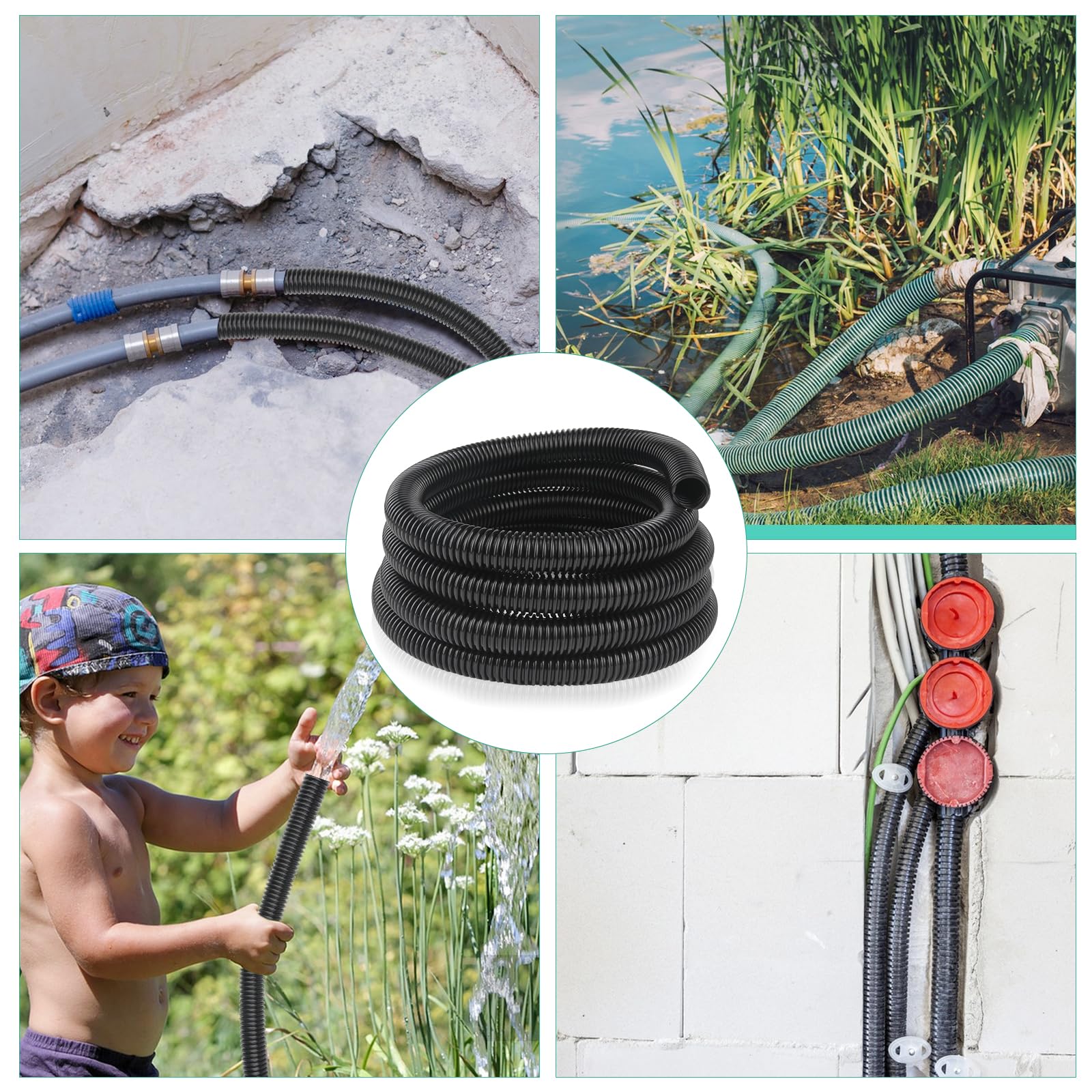 Vaskula Saugschlauch Flexibler Förderschlauch 4m Spiralschlauch 25mm Absaugschlauch Schlauch Universal Teichschlauch Poolschlauch für Gartenpumpen Sauganlagen Hauswasserwerke Pumpenschlauch