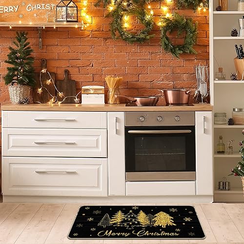 Miniatura 6 de Capoda Tapete de árbol de Navidad de 17 x 29 pulgadas, lavable, antideslizante, tapete de feliz Navidad, tapete de bienvenida de Navidad para