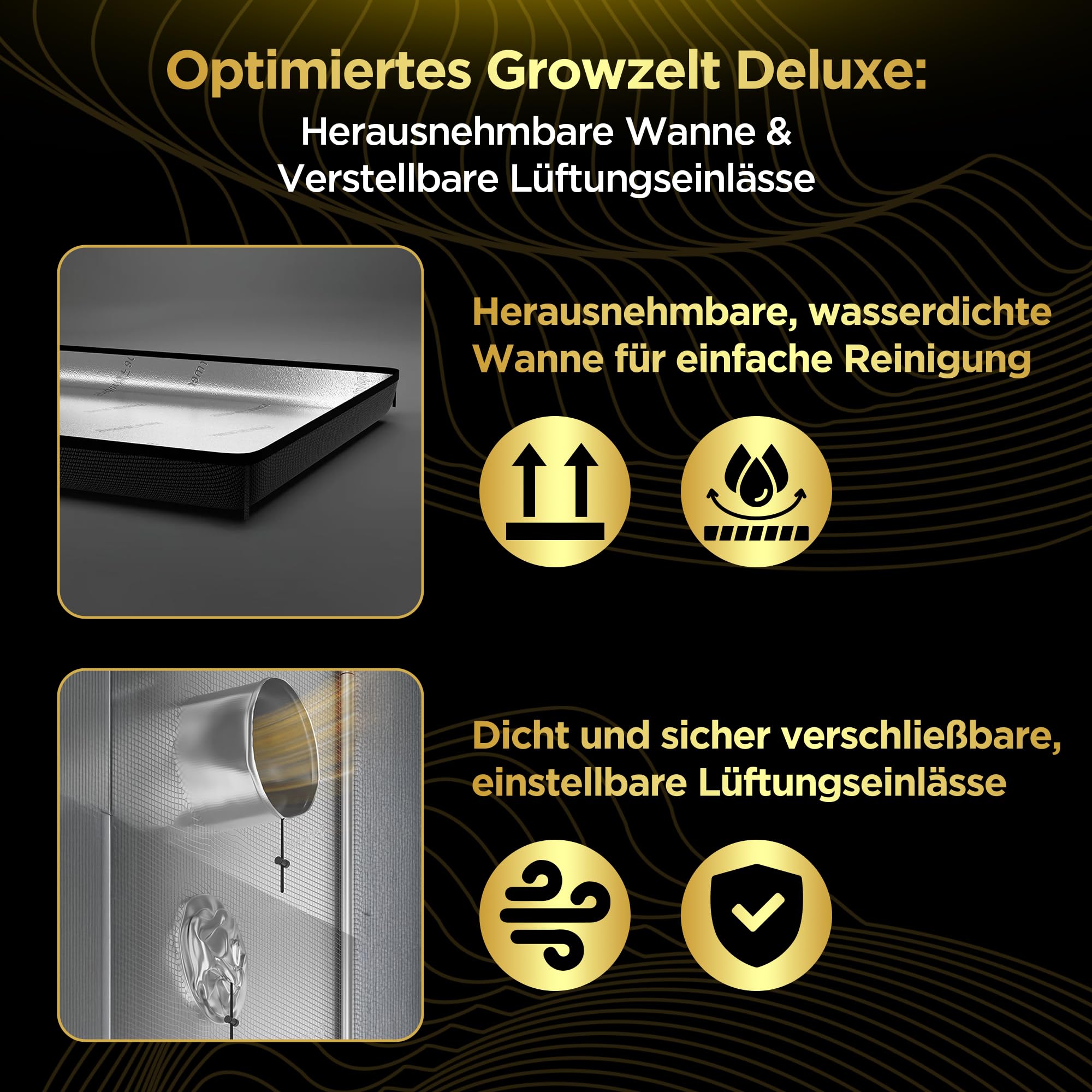 The Grow Deluxe D600 Growzelt 80x80x160 cm - Indoor Anbauzelt mit herausnehmbarer Wanne, hochreflektierendes Mylar licht- und wasserdicht