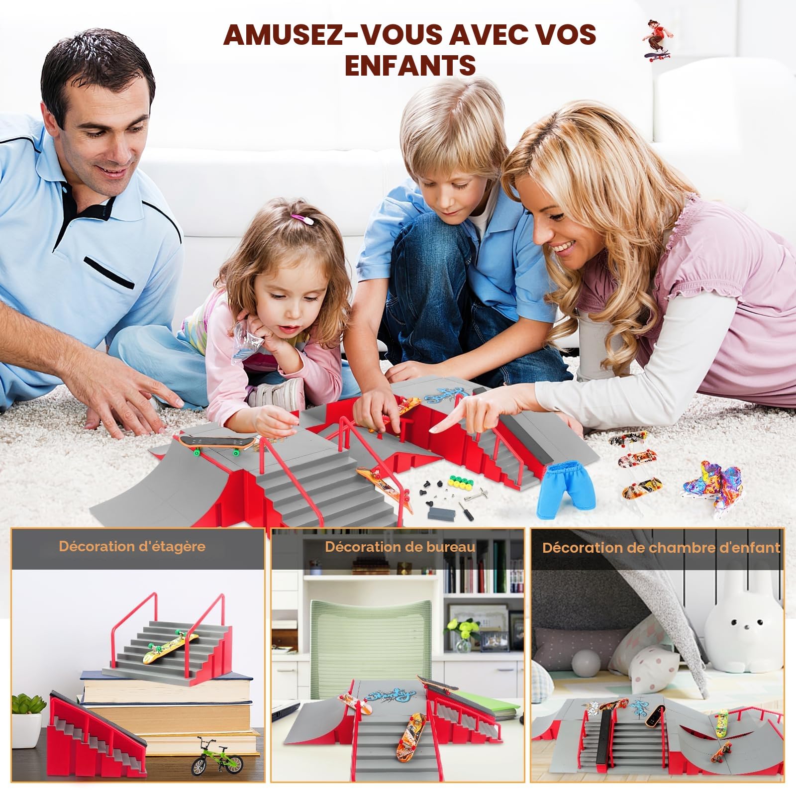 CS COSDDI Mini Rampe de Skateboard à Doigts, Rampe de Skate Park à Doigts, Rampe de Skateboard à Doigts pour Enfants, Cadeau d'anniversaire